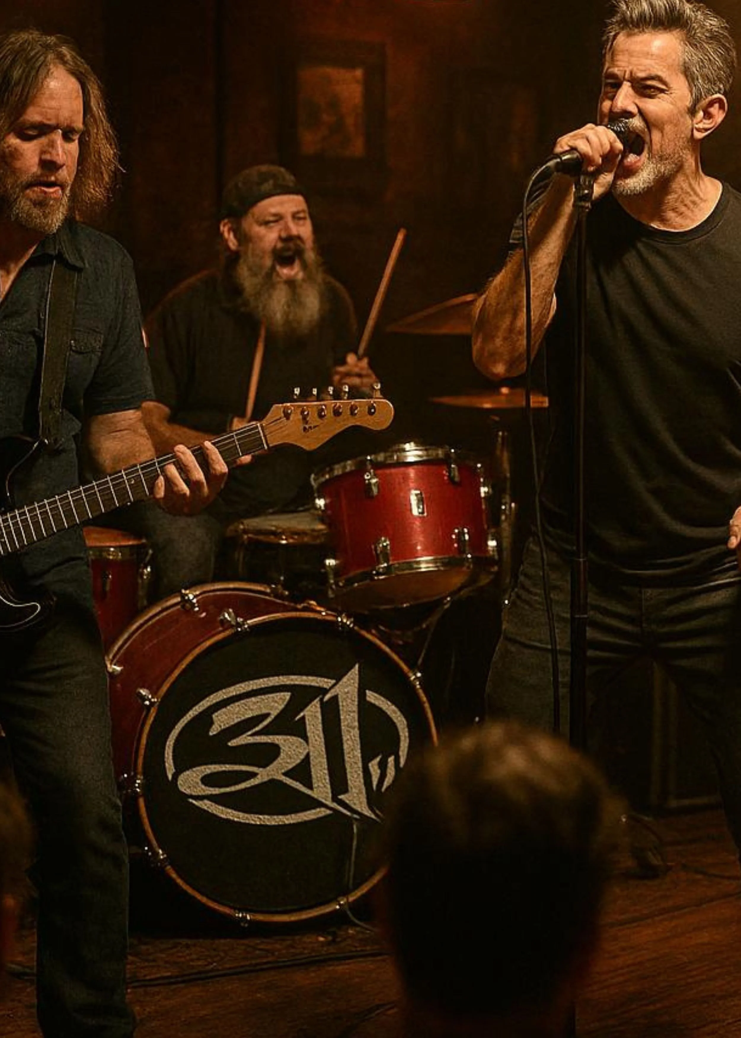 The band 311 performing live in an intimate club setting