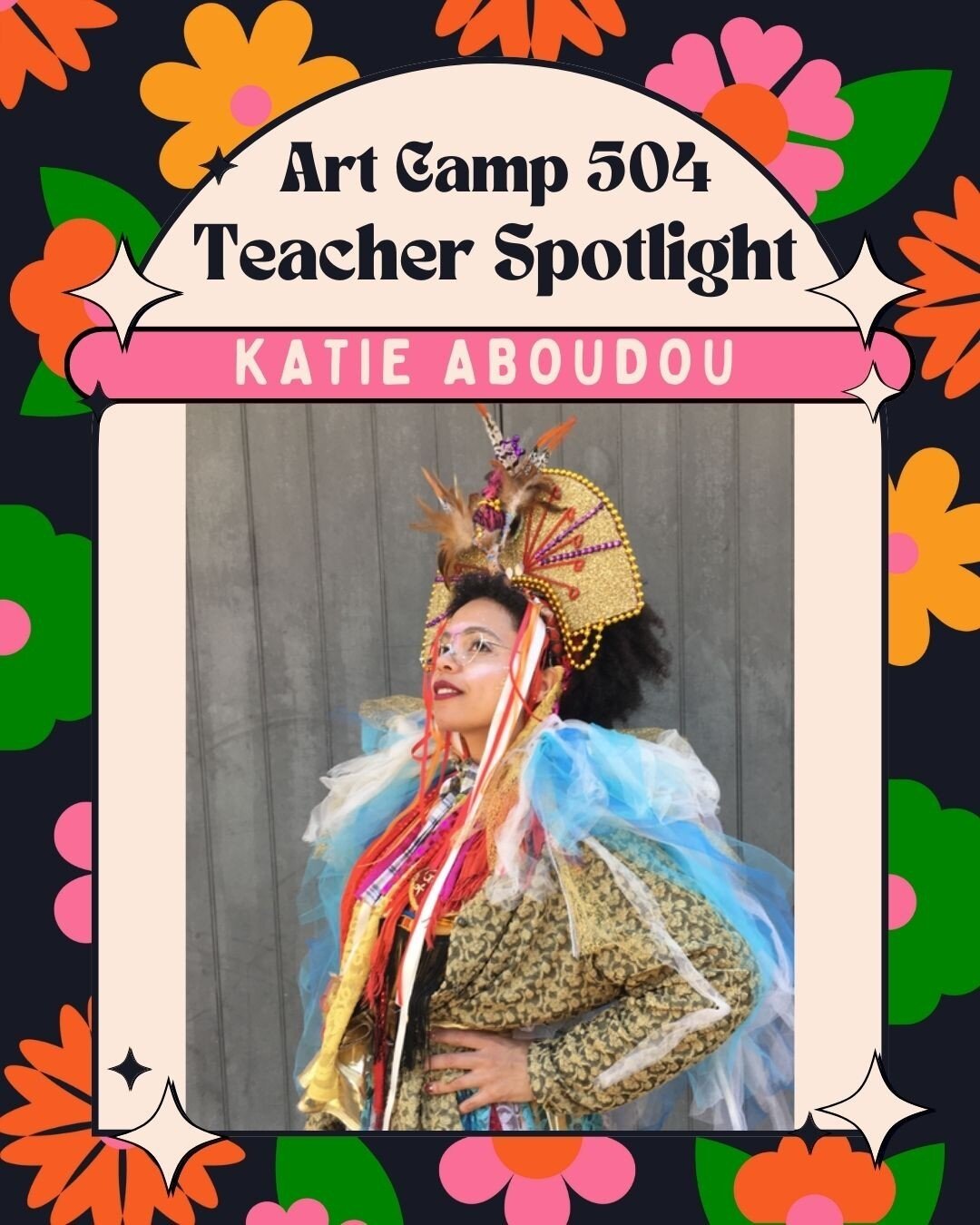 TEACHER SPOTLIGHT 🌟 Katie Aboudou 🌟 Visual Arts⁠
⁠
KATIE ABOUDOU (she/her) is a Maryland-based teaching artist who's worked with/for/alongside kids for over ten years. She started teaching in New Orleans charter schools, and was an art teacher at B