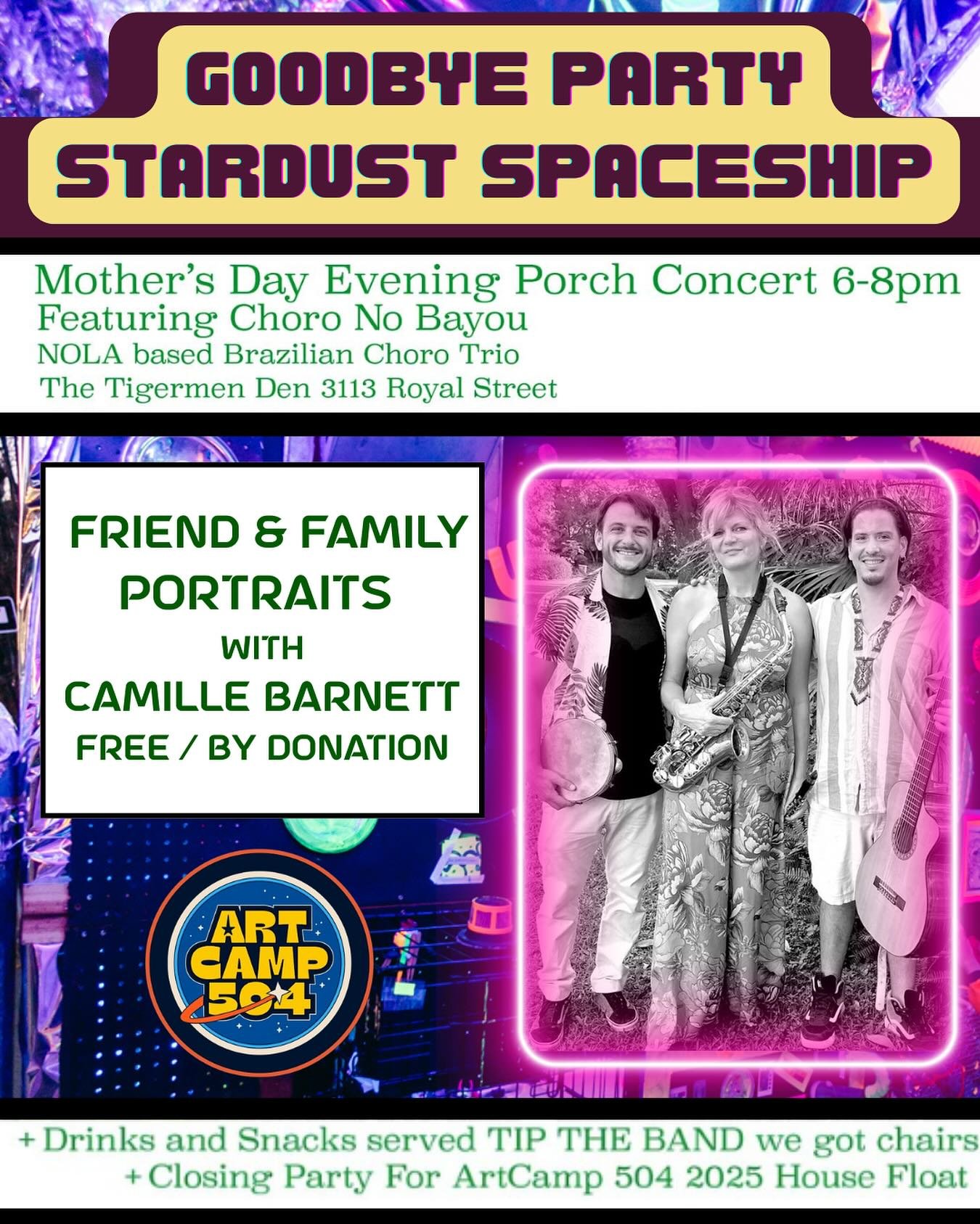 🚀 It’s hard to say goodbye… but we’re not blasting off just yet! Come give Stardust Spaceship a proper sendoff THIS SUNDAY, May 11 ✨
We’re throwing a FREE Mother’s Day Porch Concert + House Float Closing Celebration a