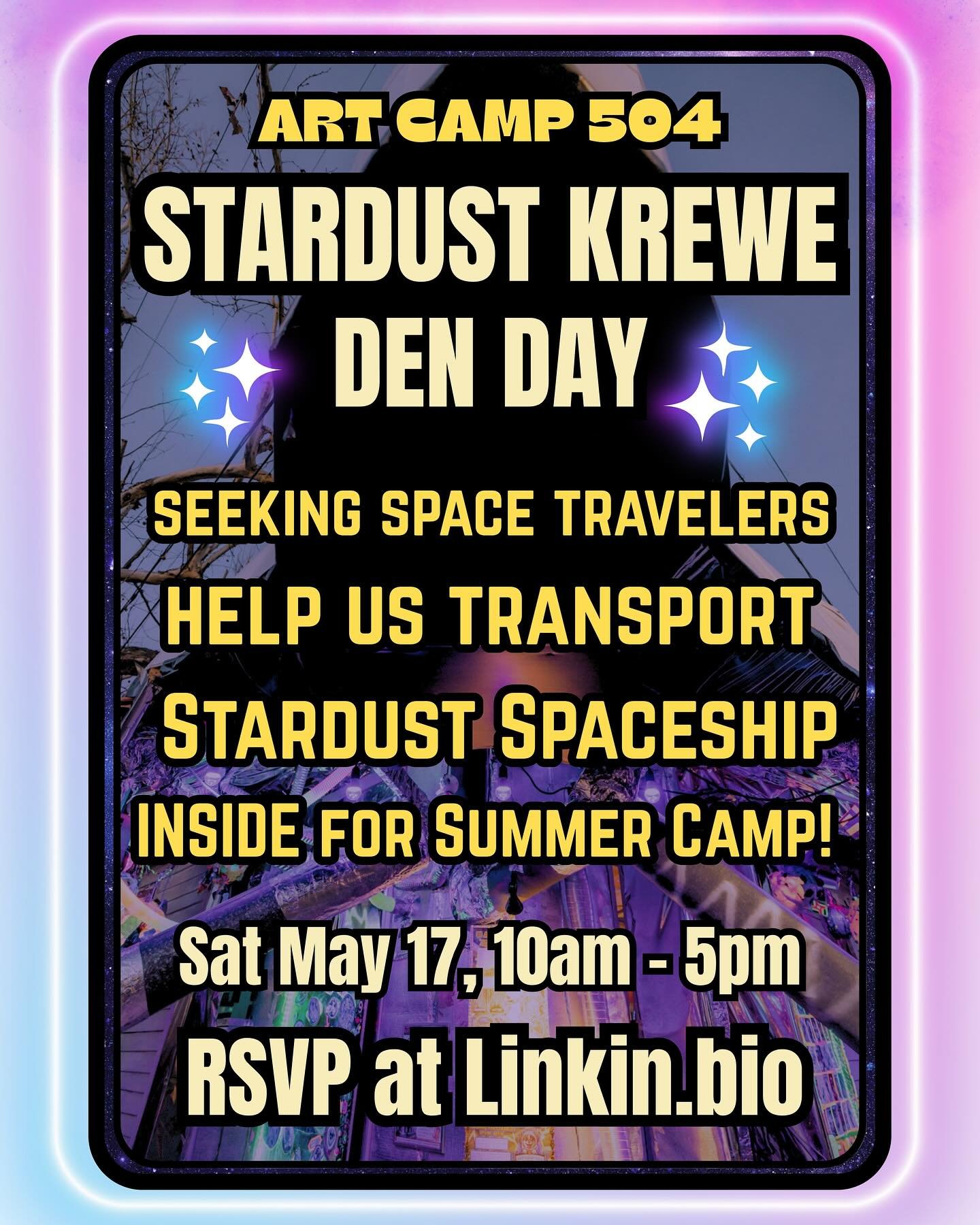 Seeking volunteers for our very first official Stardust Krewe Den Day! Here’s everything you need to know to join the fun:
* DATE: Saturday, May 17
* TIME: 10:00am - 5:00pm (come for a few hours or the whole time!)
* ADDRESS: @the_tigerme