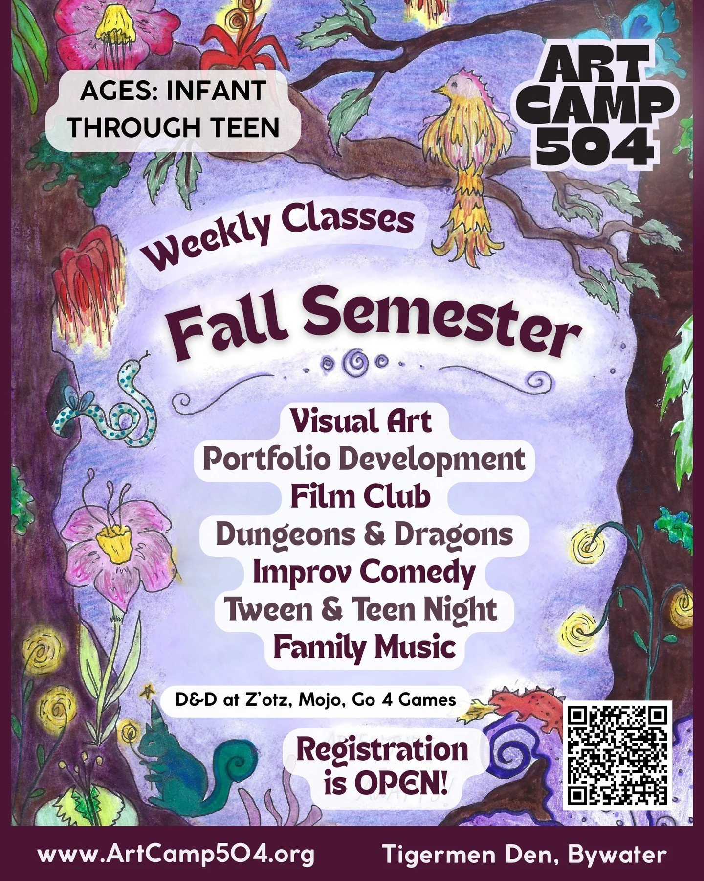 REGISTER for Art Camp 504 Fall Semester Classes 🎨 Our small group classes and inspiring community help students build skills, express themselves creatively and make new friends with shared interests. Limited spots remaining!
CLASSES INCLUDE:
Vis