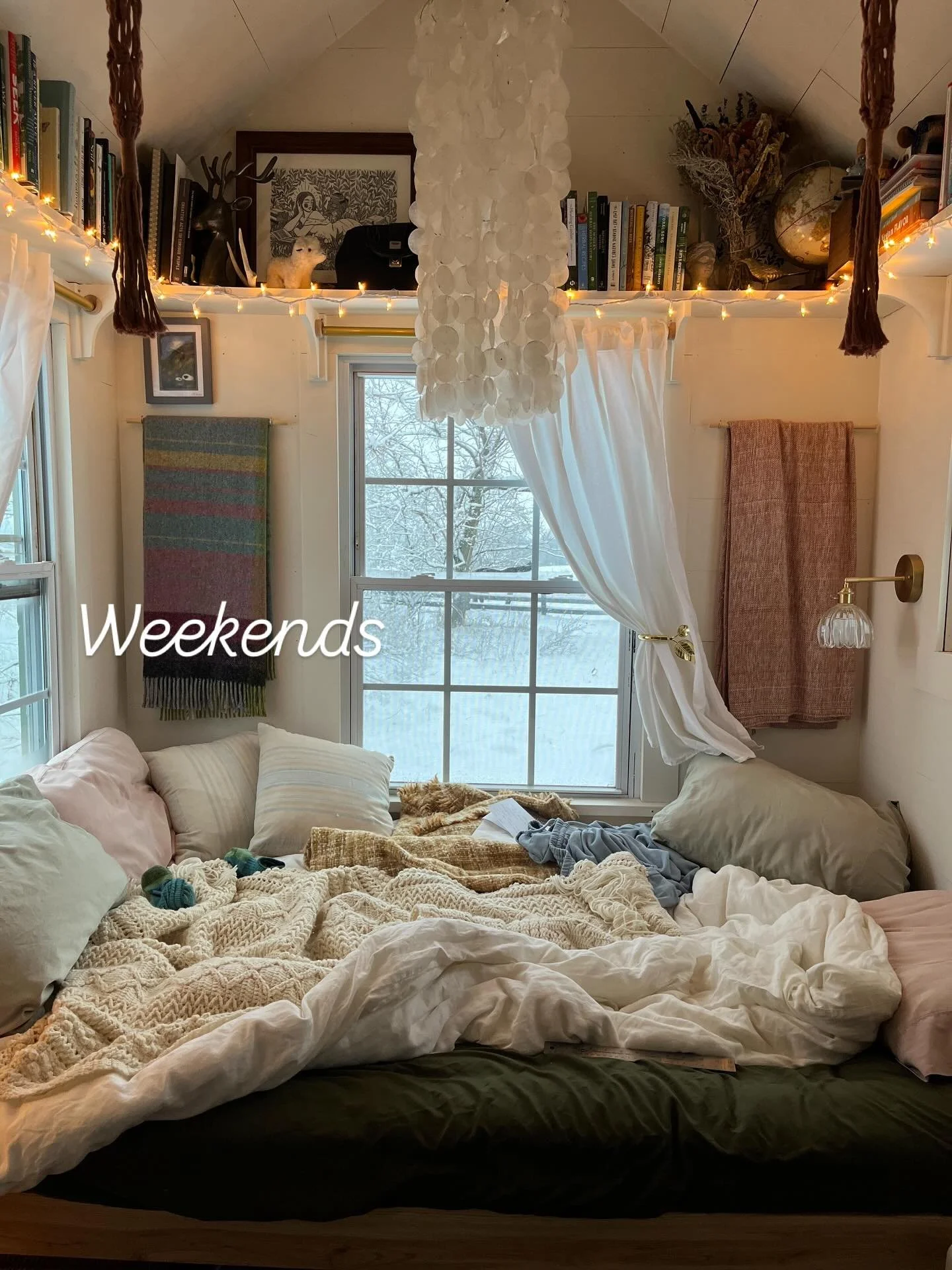 Freezing weekend spending time under cozy blankets, watching movies, making salve, embroidering a flannel shirt, following animal tracks, and generally just resting.