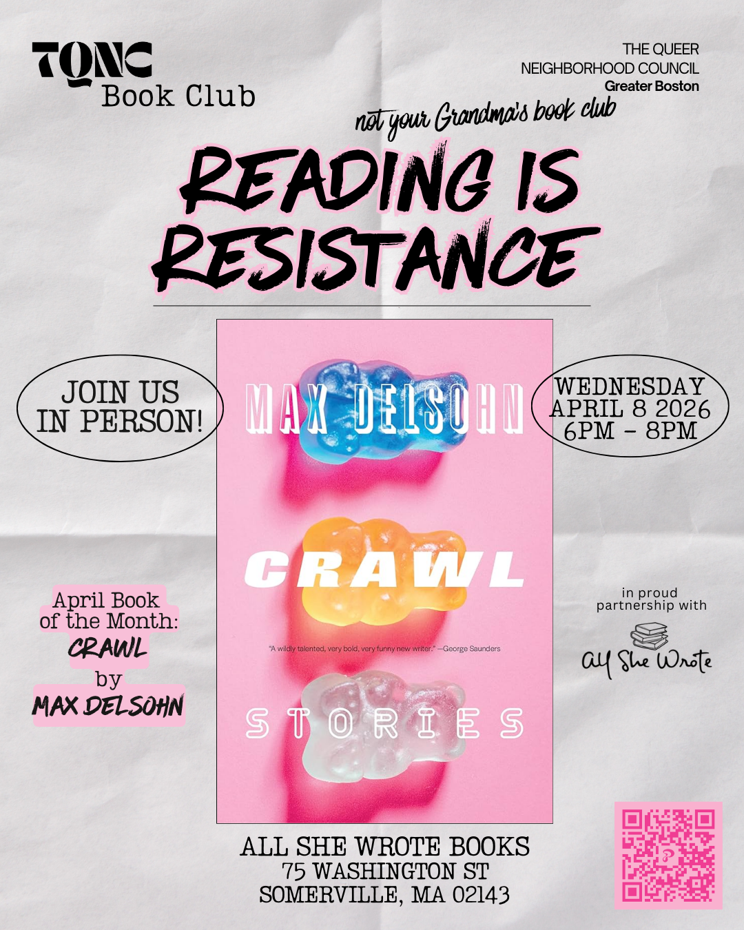 Reading is Resistance: April in-person Book Club &amp; Community Hang