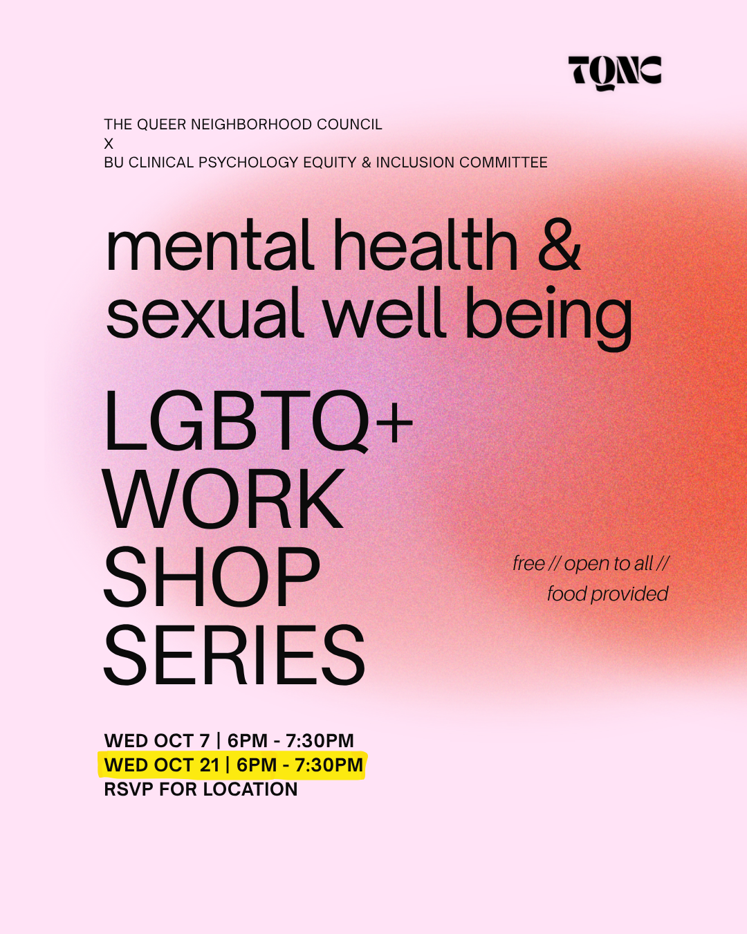 LGBTQ+ Mental Health &amp; Sexual Well-Being Workshop Series II