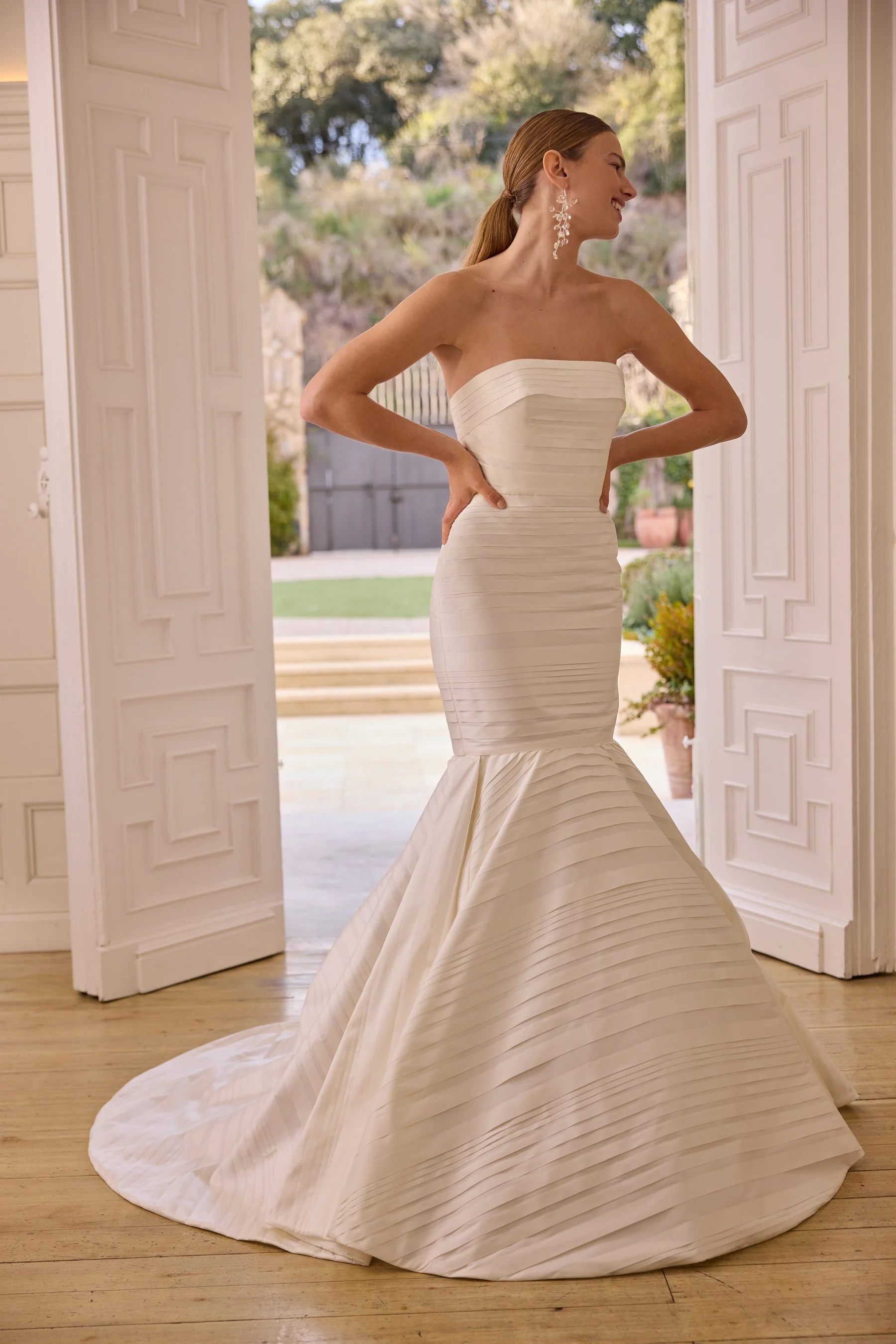 Jesus Peiro fitted wedding dress shown during New York Bridal Fashion Week 2026