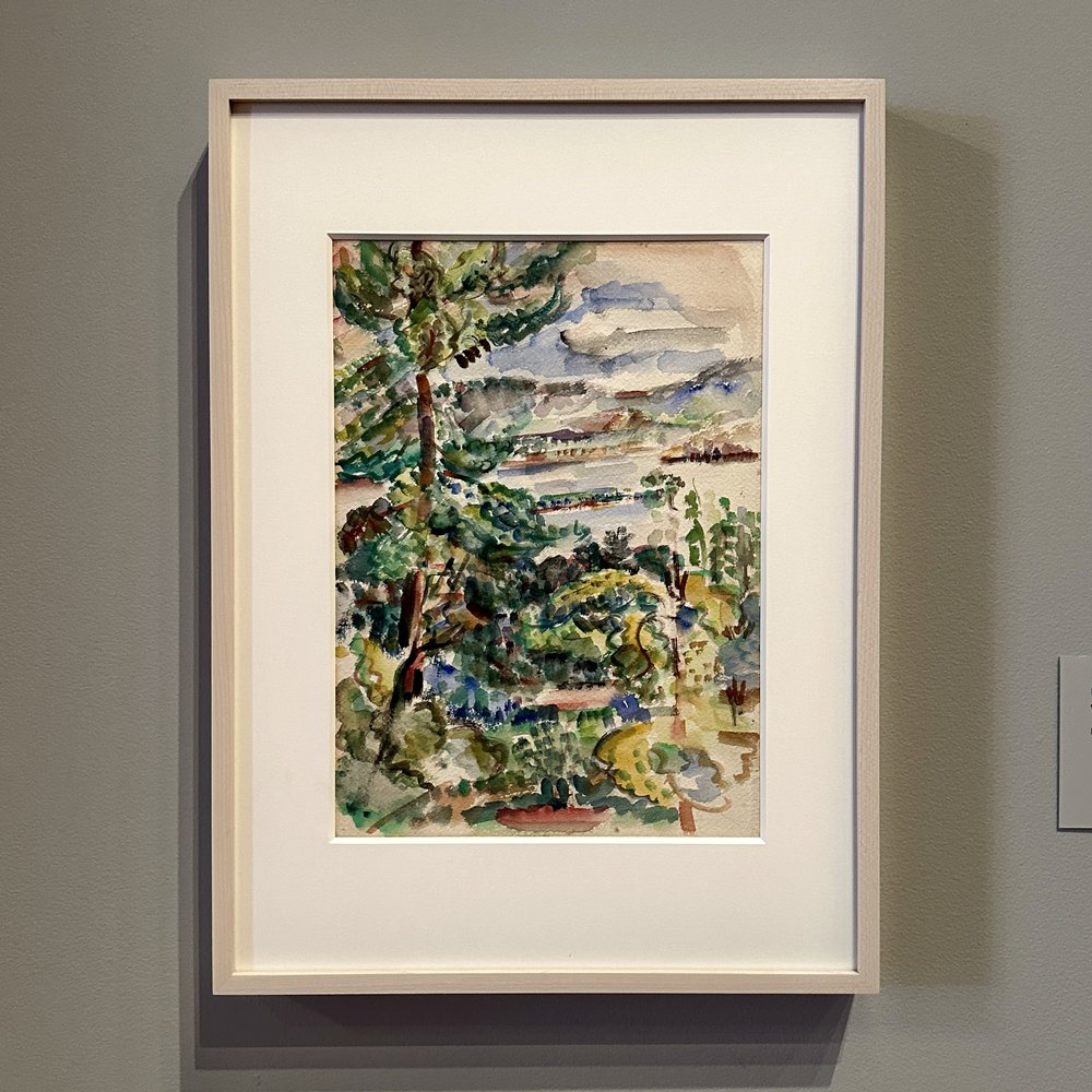Untitled (landscape with river), watercolor on construction paper, 1933