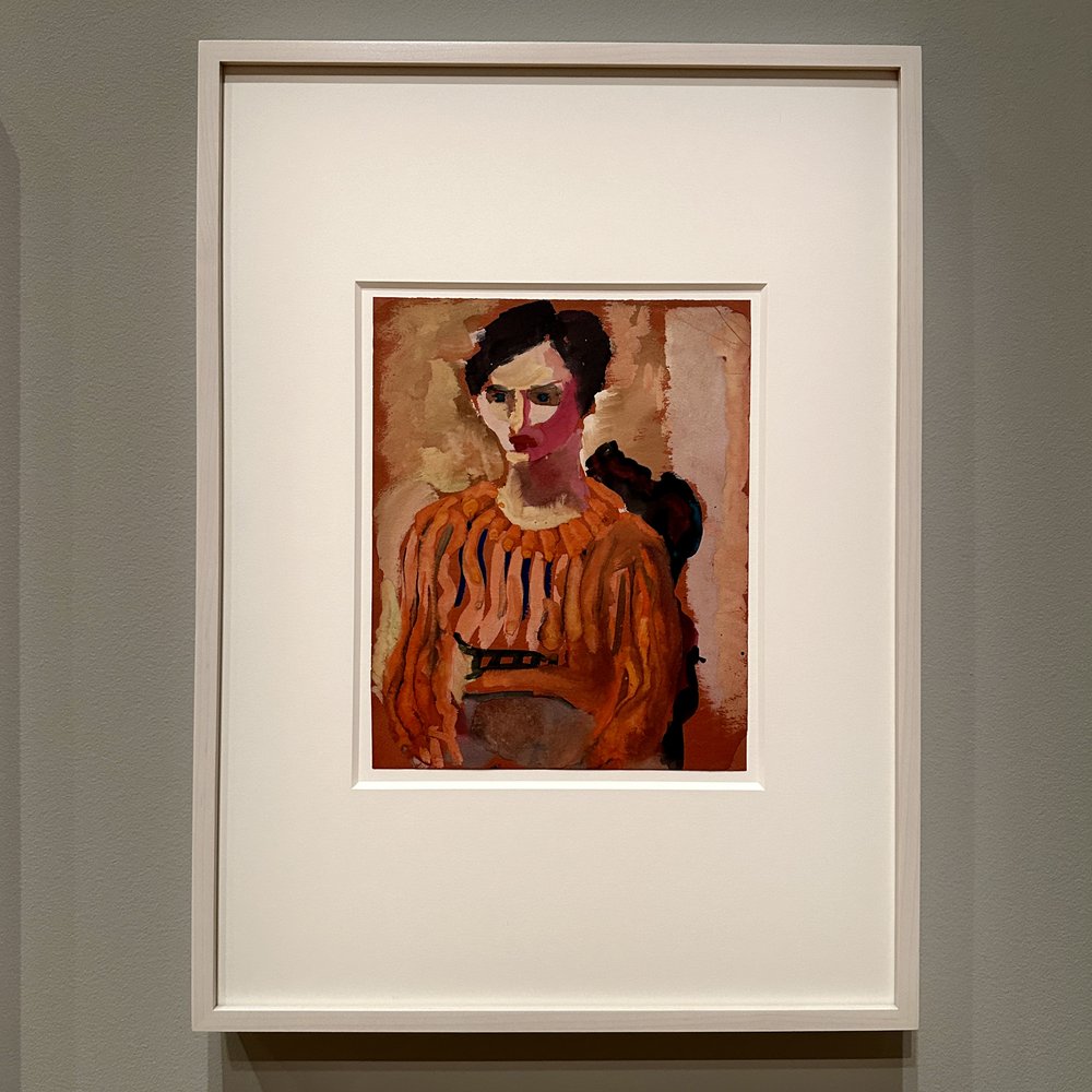 Untitled (seated woman in striped blouse), watercolor on construction paper, 1933