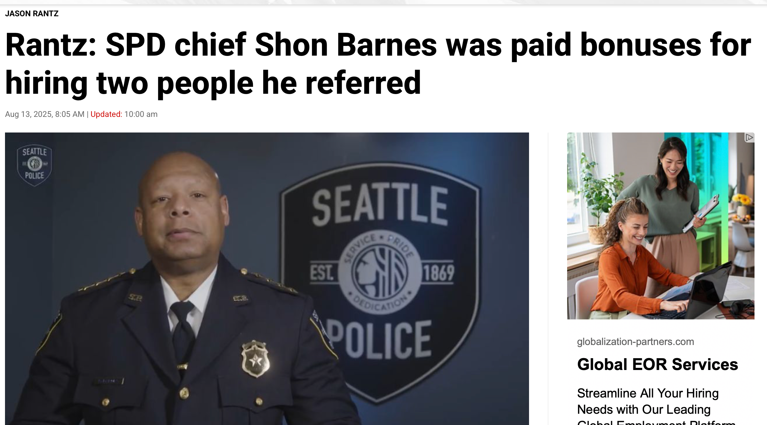 Seattle’s Police Chief &amp; Deputy: Cashing In While Seattle Burns 🔥 — Hat Tip to Jason Rantz for Exposing This Dumpster Fire