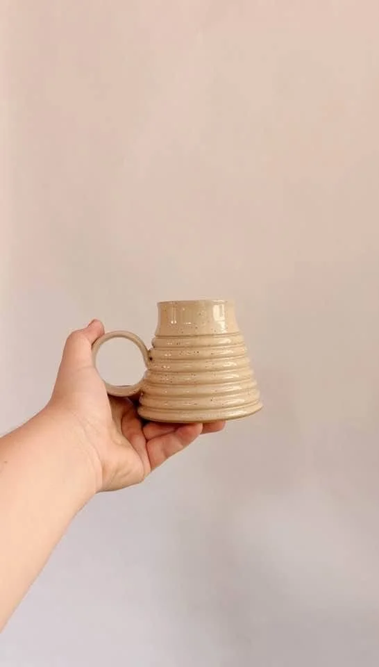 Pink Ribbed Mug