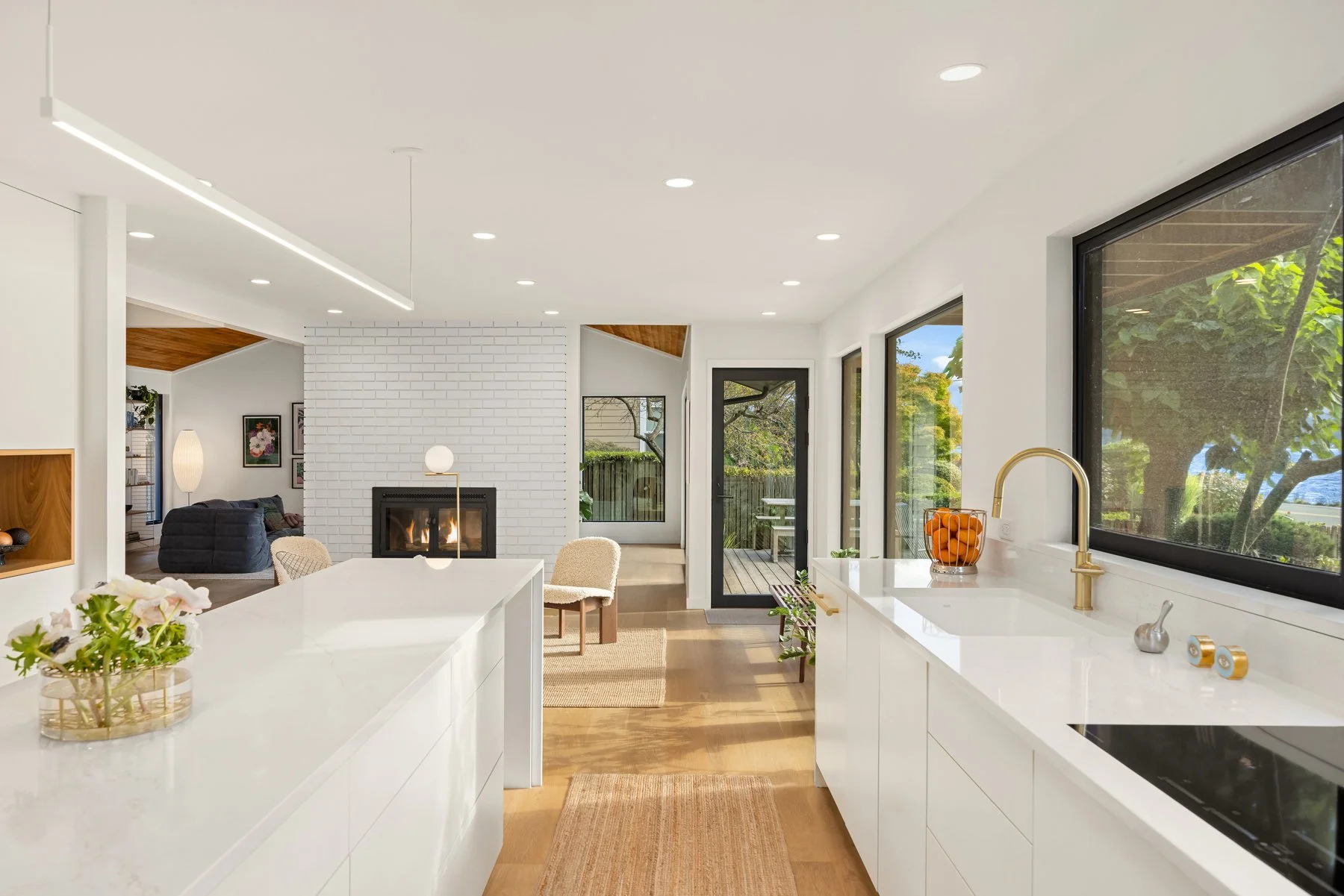 Open concept kitchen with waterfront views, Bainbridge Island WA — Vega Builders