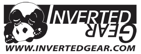Logo of Inverted Gear featuring a skull design with crossed bones and the company website URL.