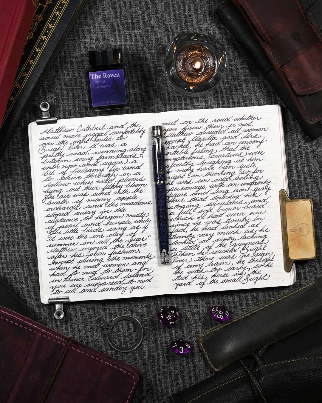 Wearingeul The Raven writing sample flat lay