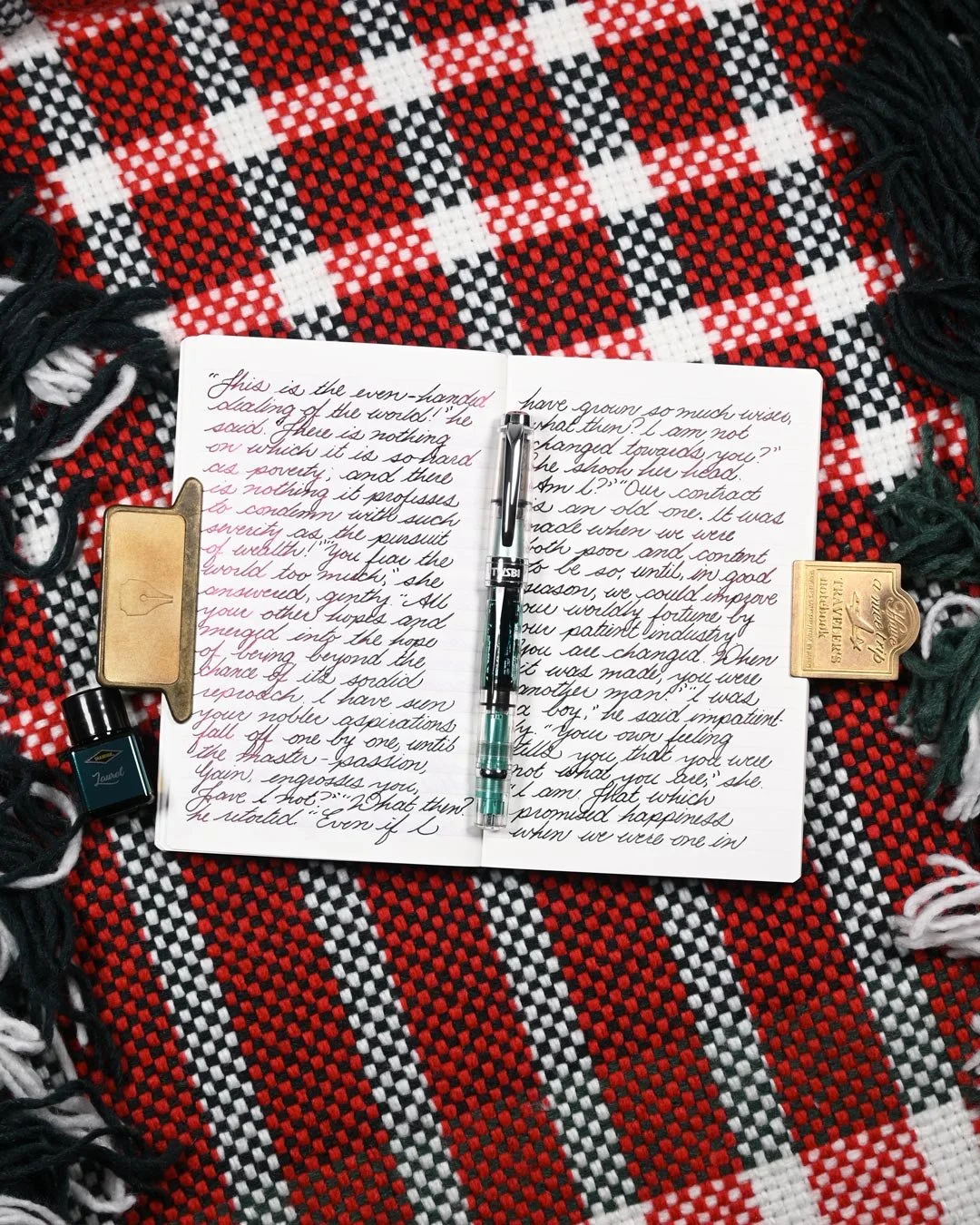 Diamine Laurel writing sample flat lay