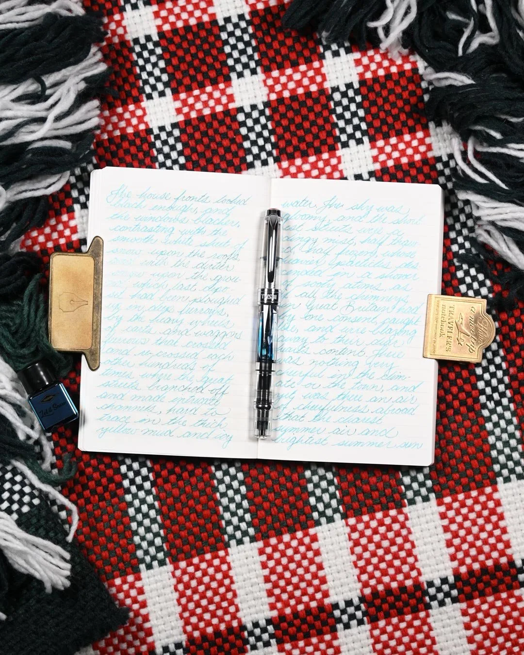 Diamine Let it Snow writing sample flat lay