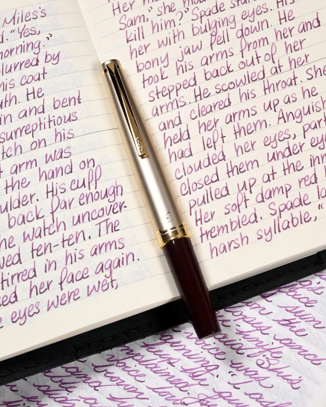 Monteverde Rose Noir writing sample with Pilot E95s 3