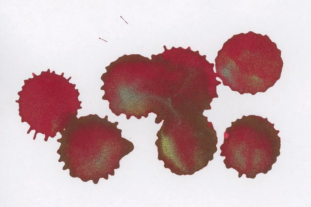 Diamine Ruby Taffeta ink droplets