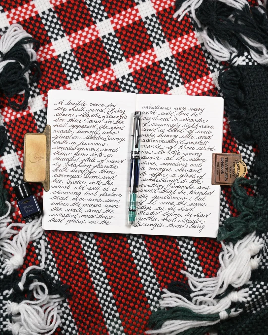 Diamine Molten Basalt writing sample flat lay