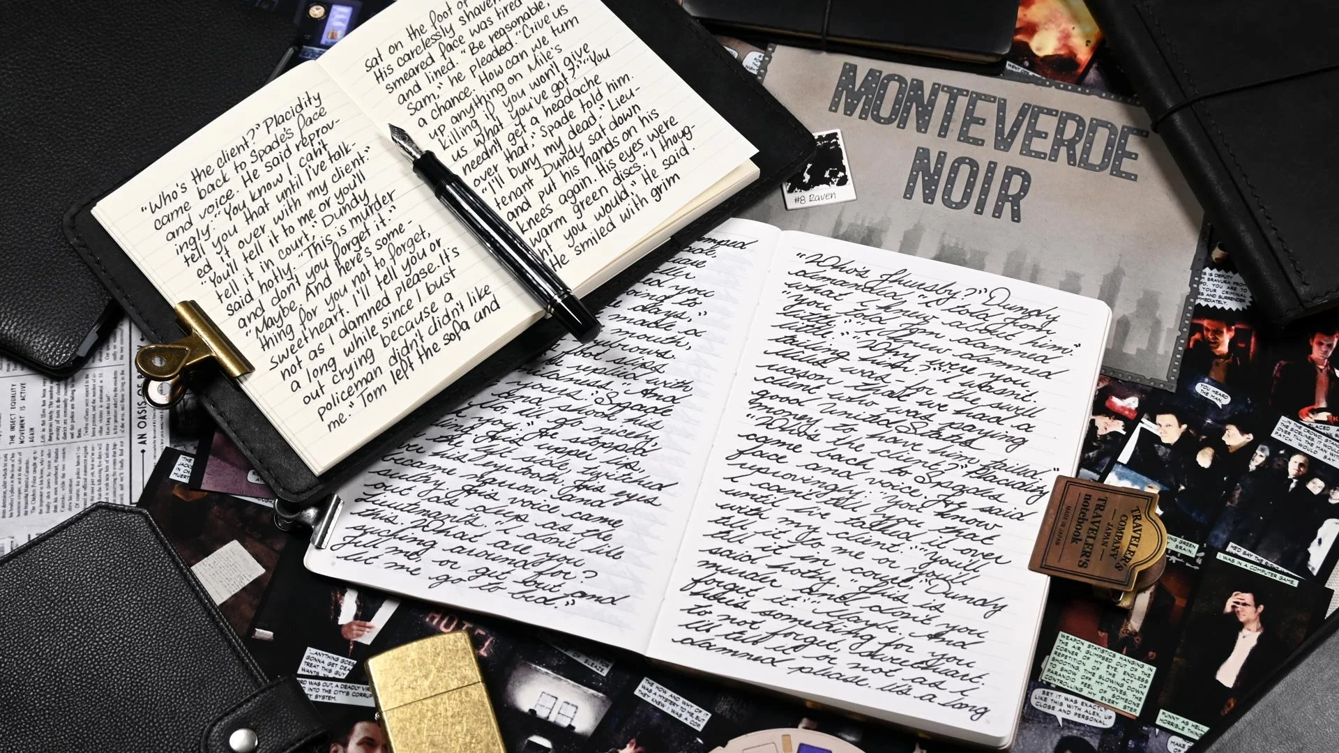 Monteverde Raven Noir writing sample with Pelikan M605 Tortoiseshell Black 2