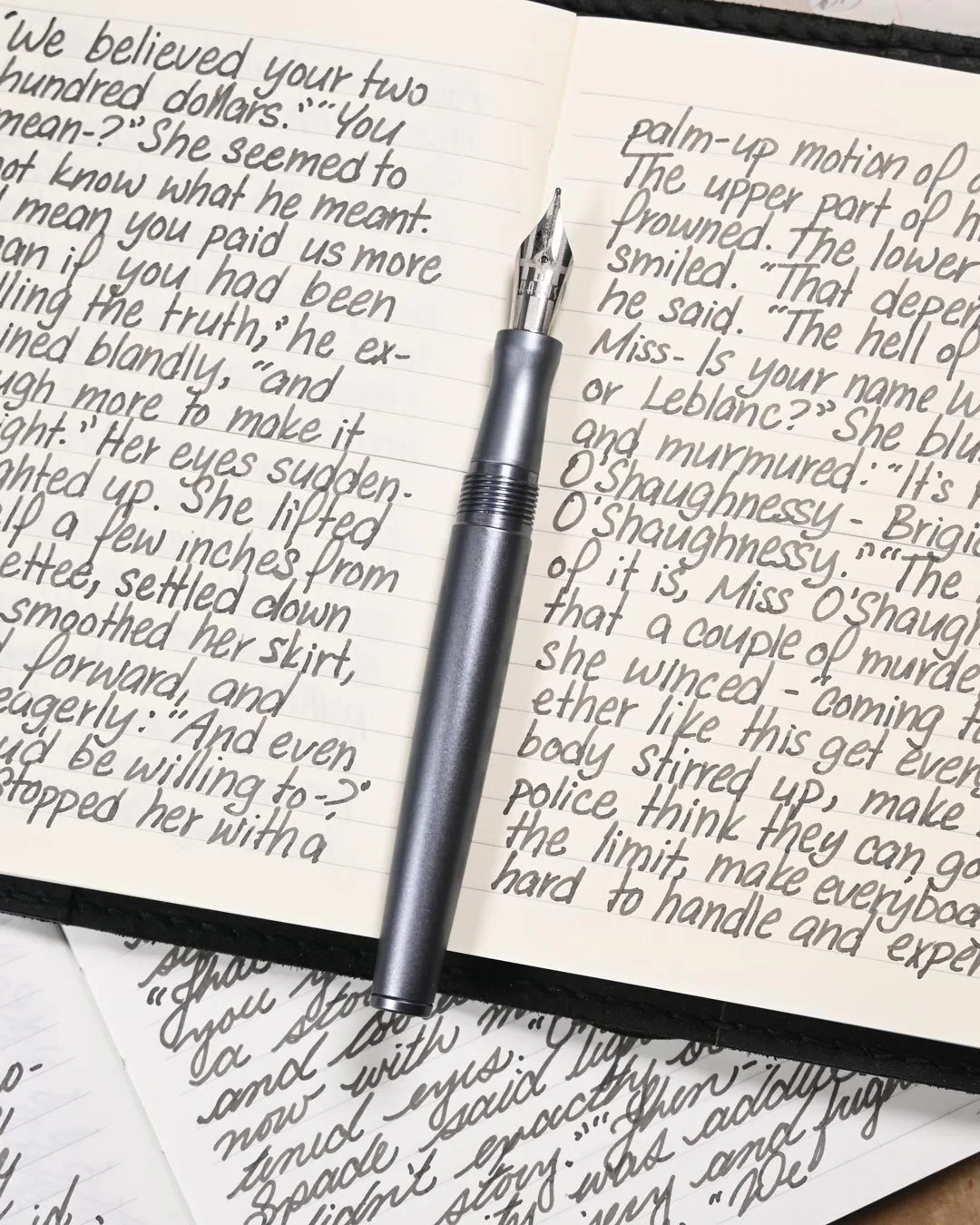 Monteverde Smoke Noir writing sample with Karas Pen Co. Decograph 2