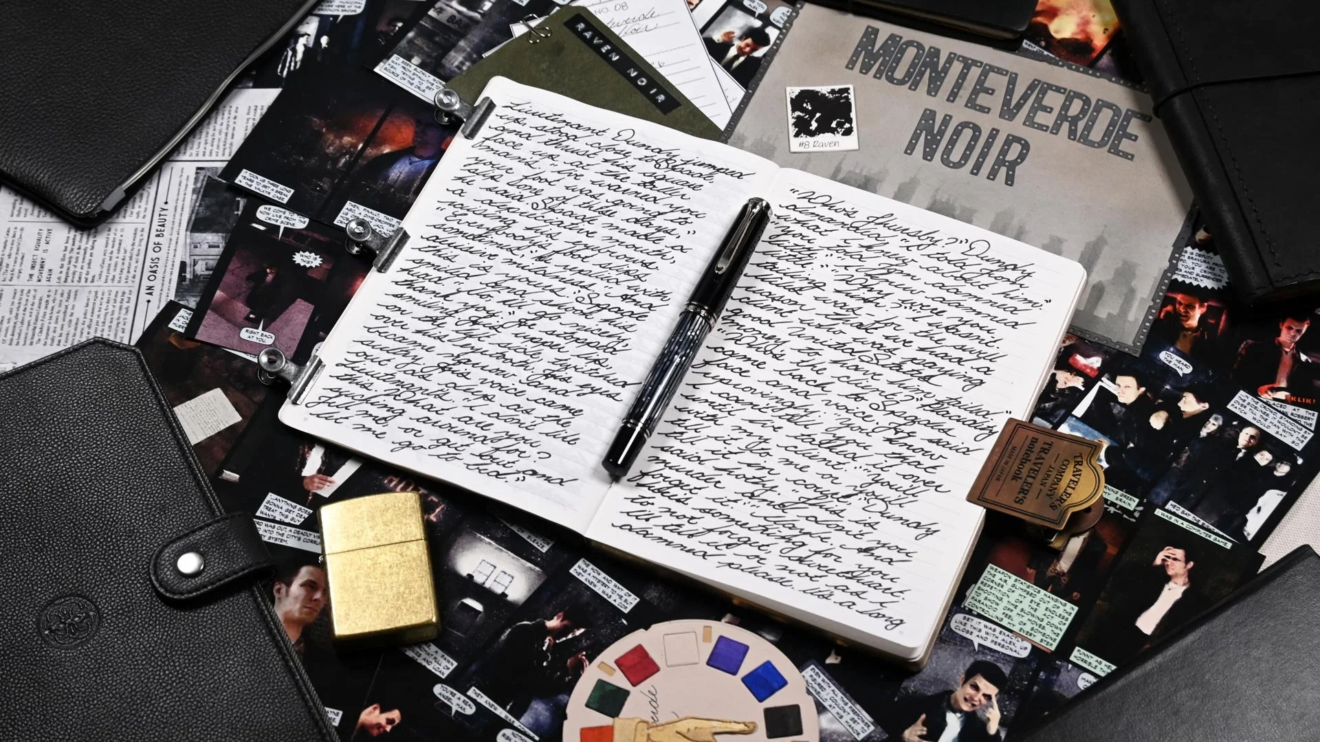 Monteverde Raven Noir writing sample with Pelikan M605 Tortoiseshell Black 1