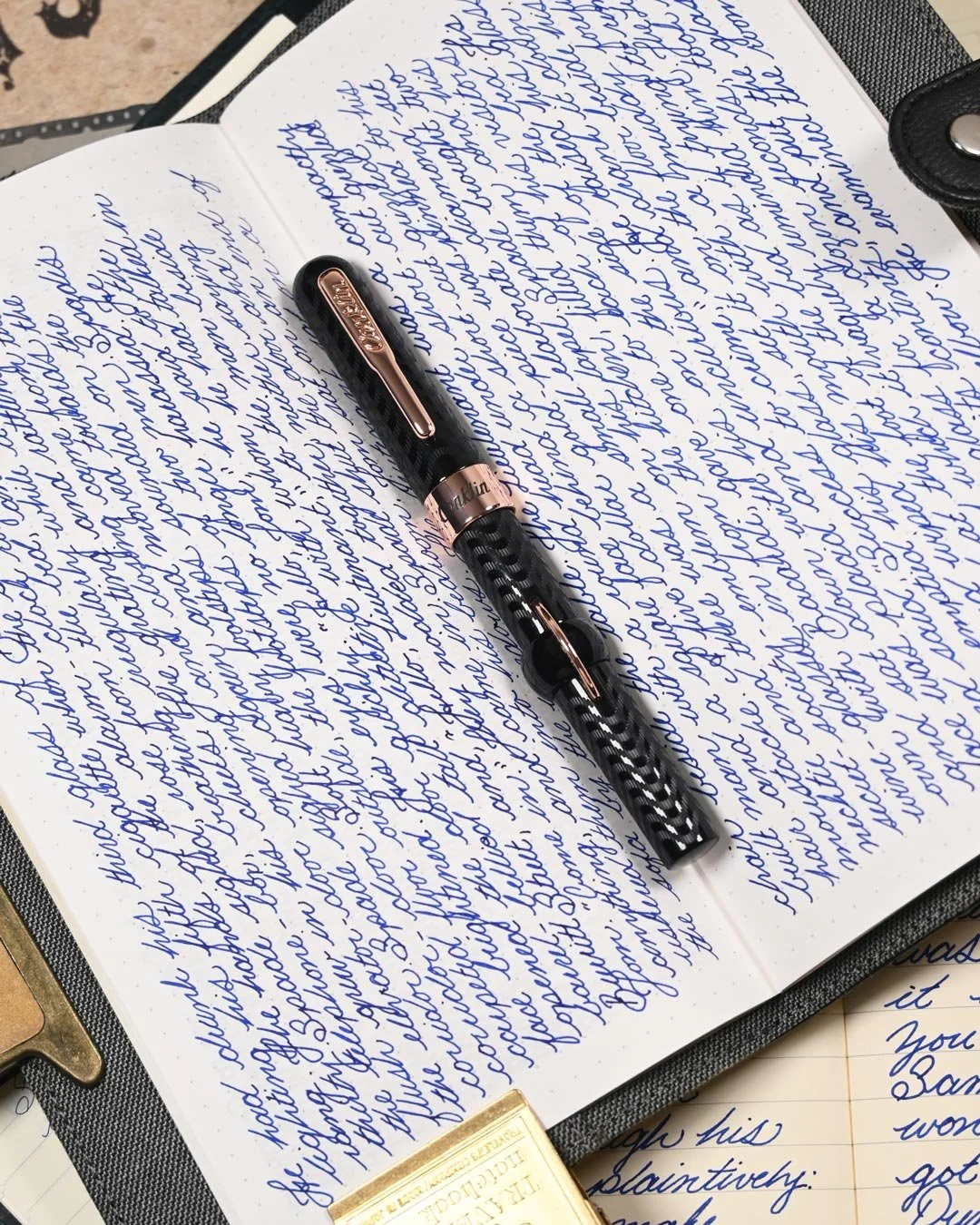 Monteverde Ocean Noir writing sample with Conklin Crescent Black Chase 2