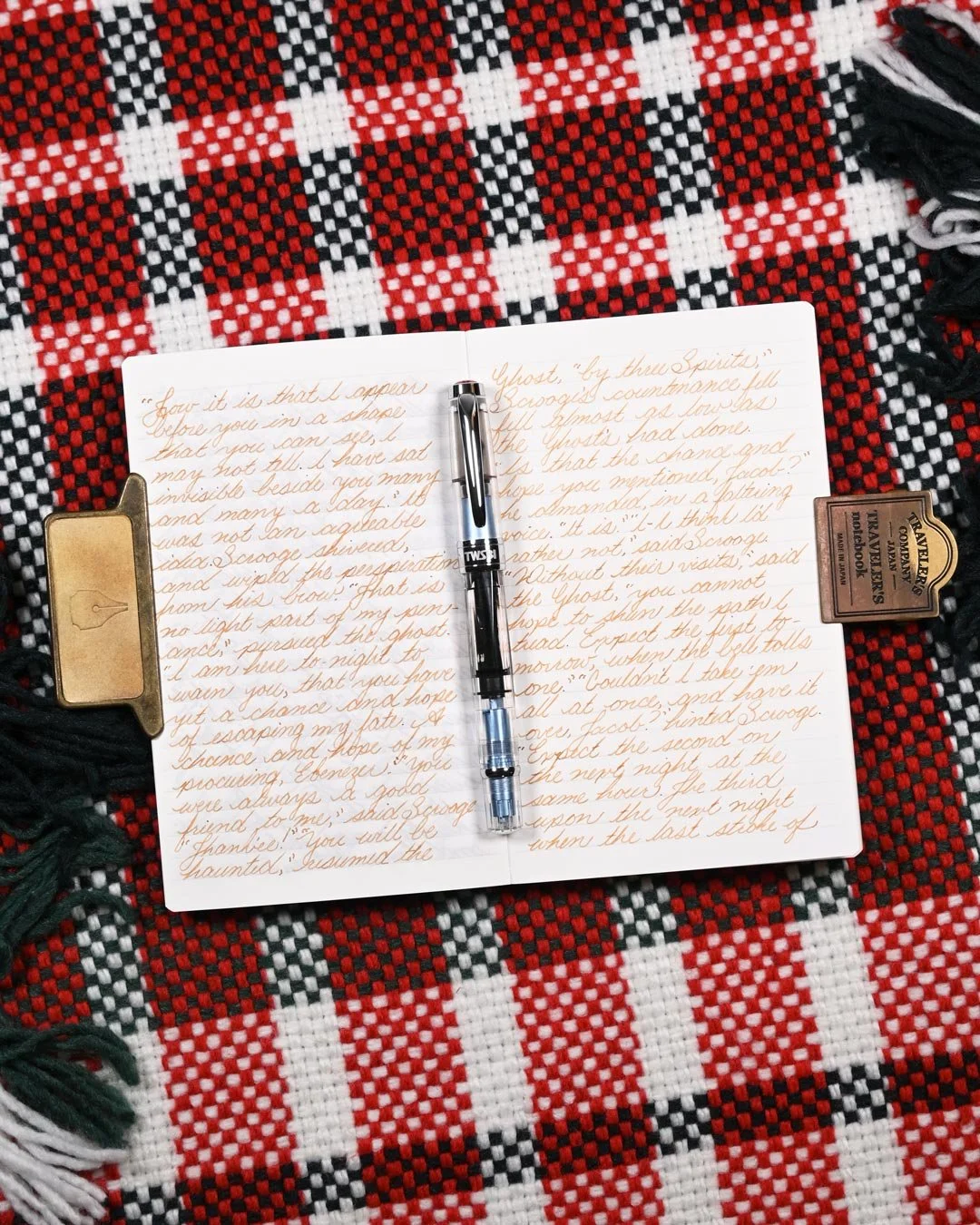 Diamine Marie Rose writing sample flat lay