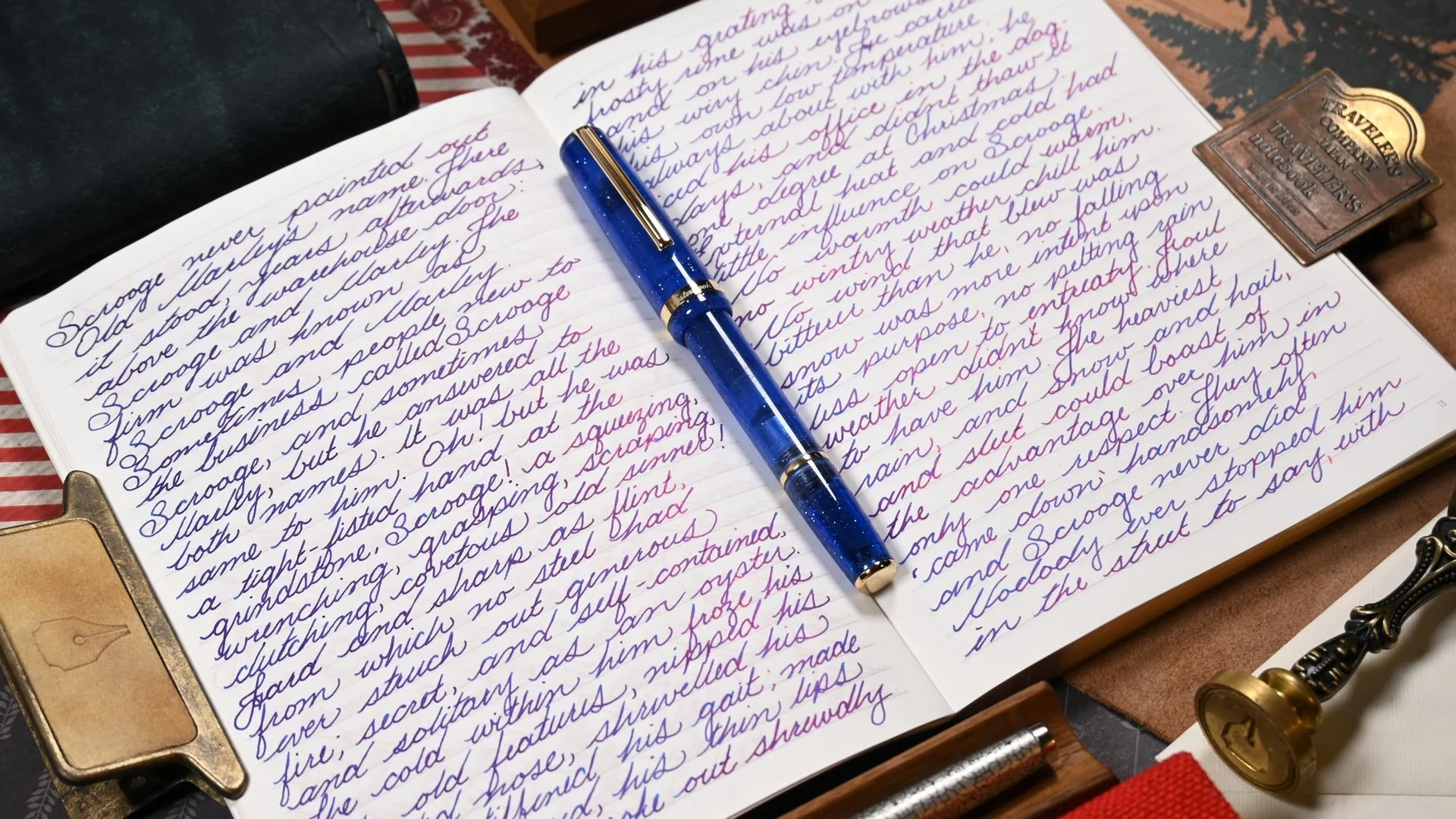 Diamine Polar Glow writing sample with Esterbrook Jr Fantasia