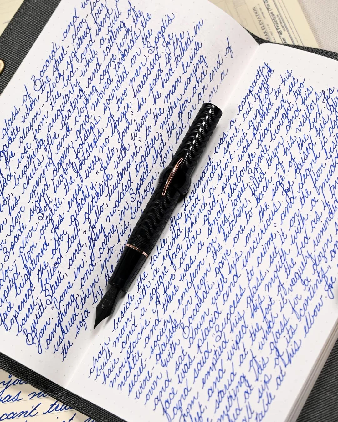 Monteverde Ocean Noir writing sample with Conklin Crescent Black Chase 1