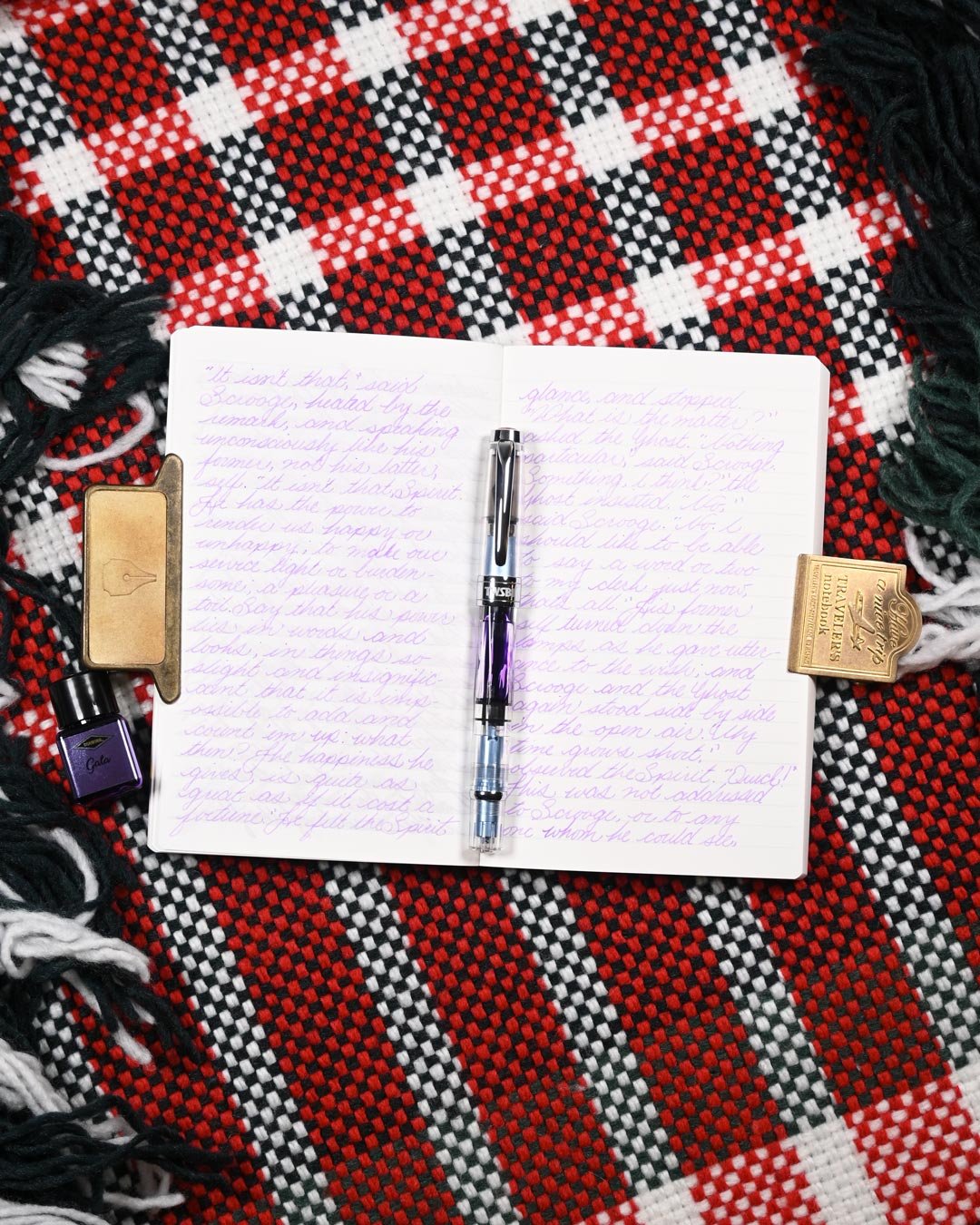 Diamine Gala writing sample flat lay