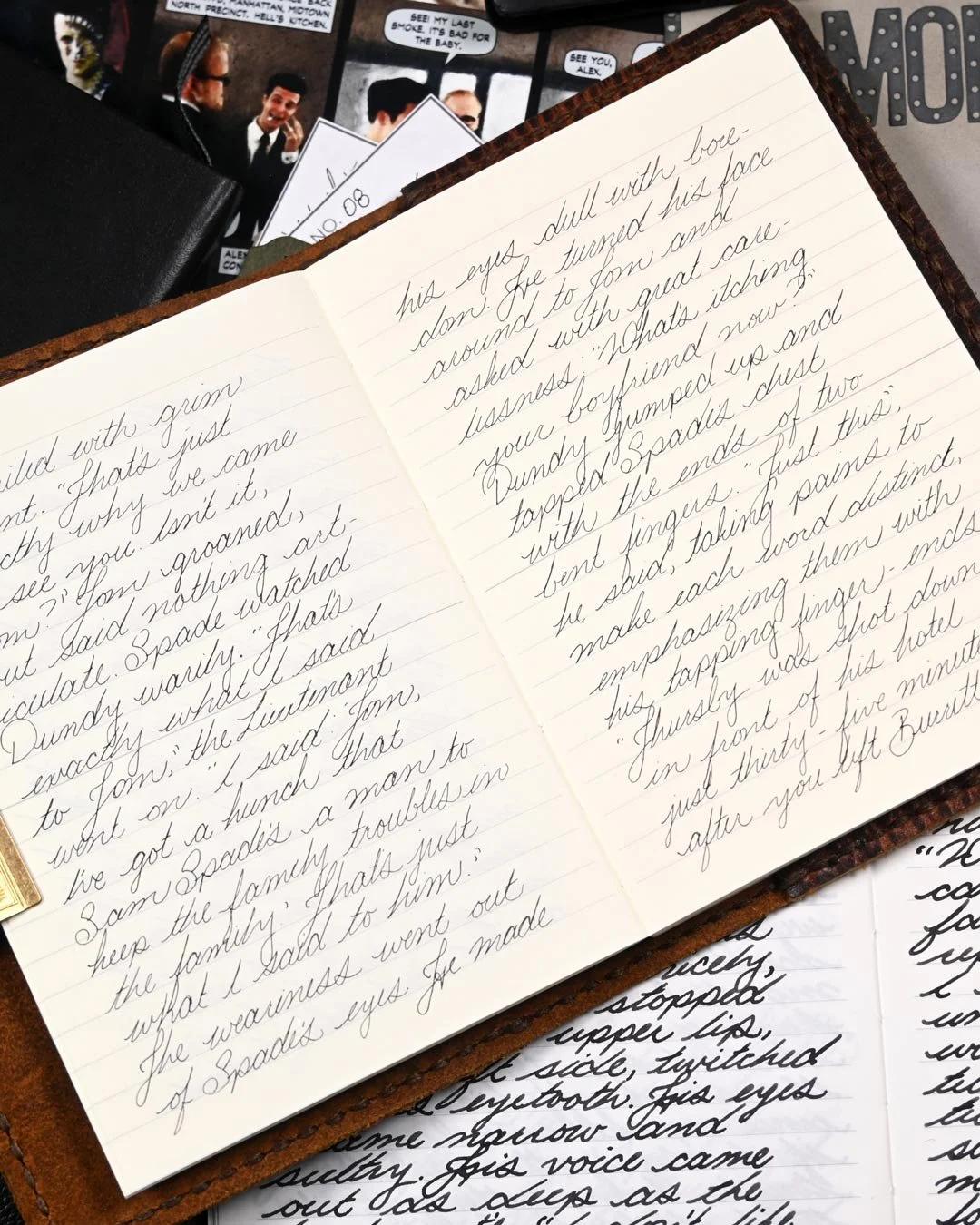 Monteverde Raven Noir writing sample with needlepoint