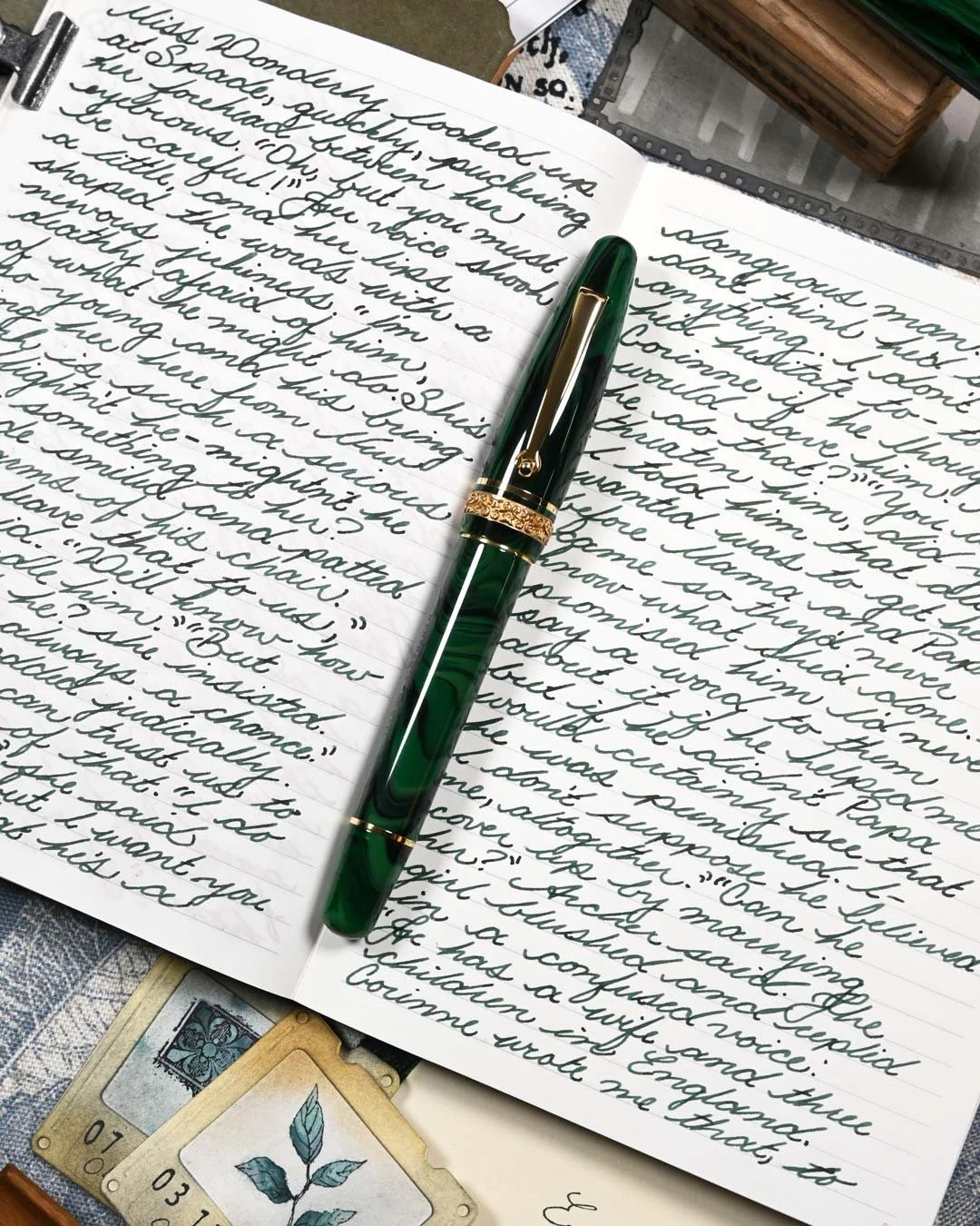 Monteverde Jade Noir writing sample with Maoira Ogiva Bertram's Inkwell 40th Anniversary 1