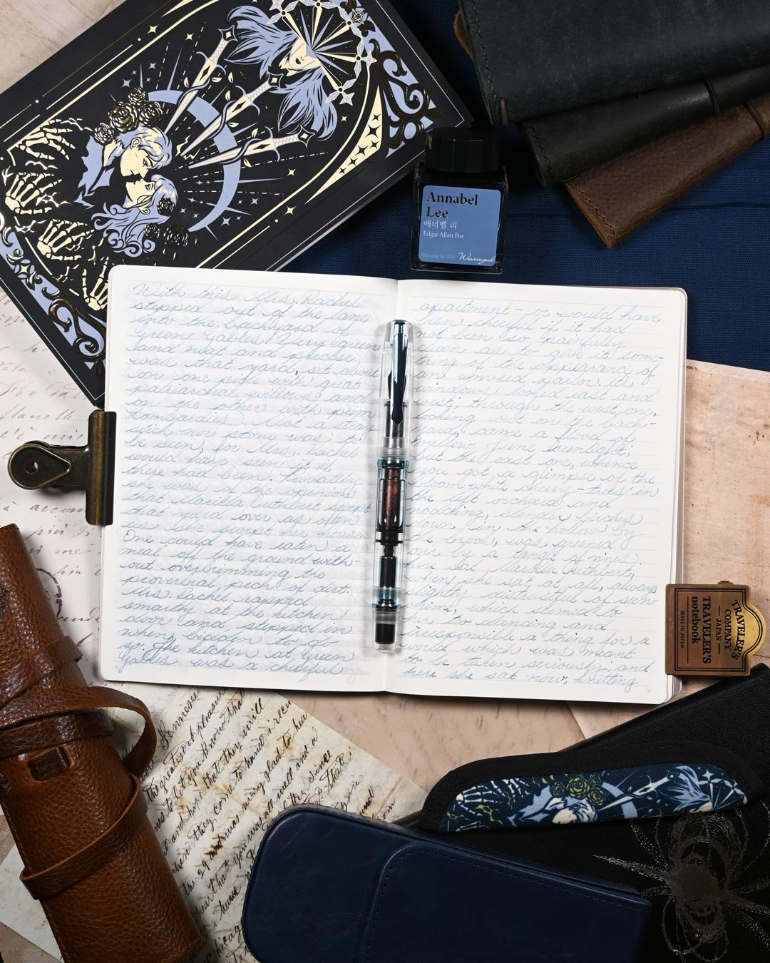 Wearingeul Annabel Lee writing sample flat lay