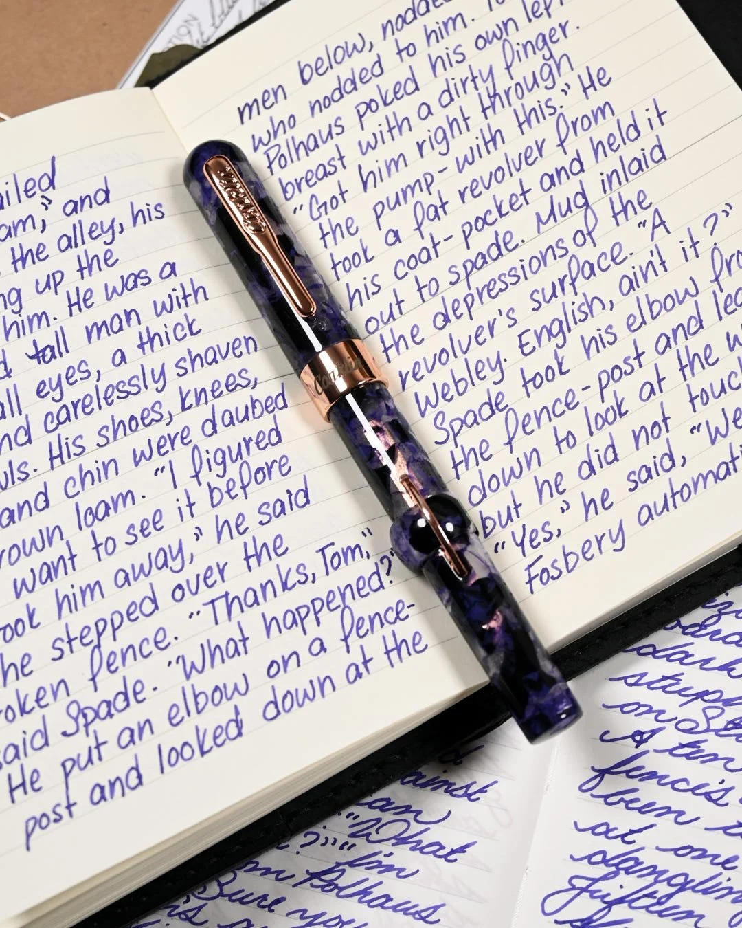 Monteverde Mulberry Noir writing sample with Conklin Crescent Purple Fusion 3