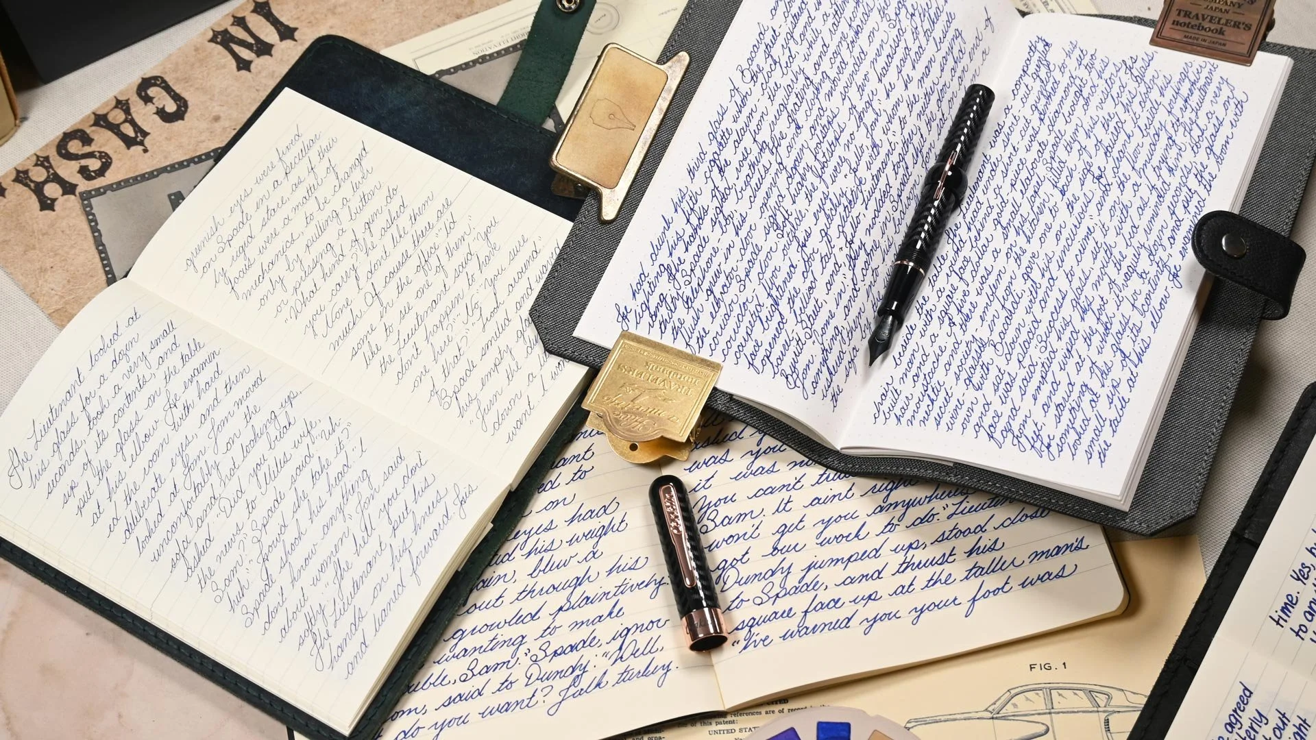 Monteverde Ocean Noir writing sample with Conklin Crescent Black Chase 3