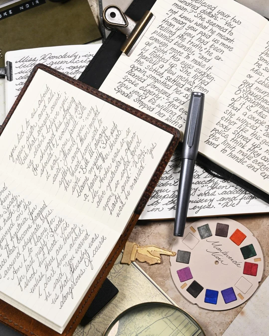Monteverde Smoke Noir writing sample with Karas Pen Co. Decograph 3