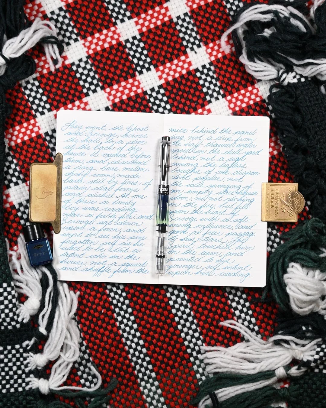 Diamine Brrr! writing sample flat lay