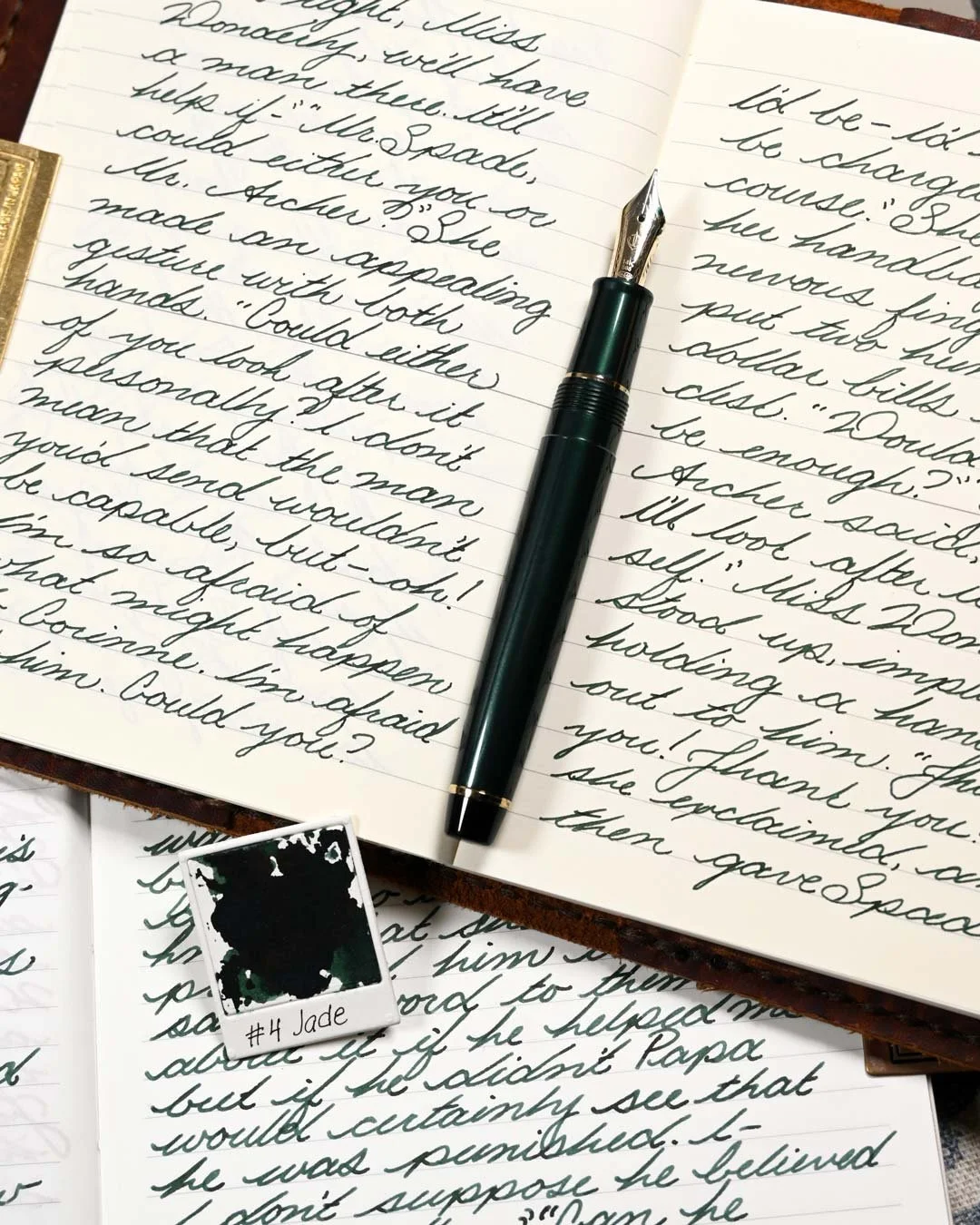 Monteverde Jade Noir writing sample with Maoira Ogiva Bertram's Inkwell 40th Anniversary 3