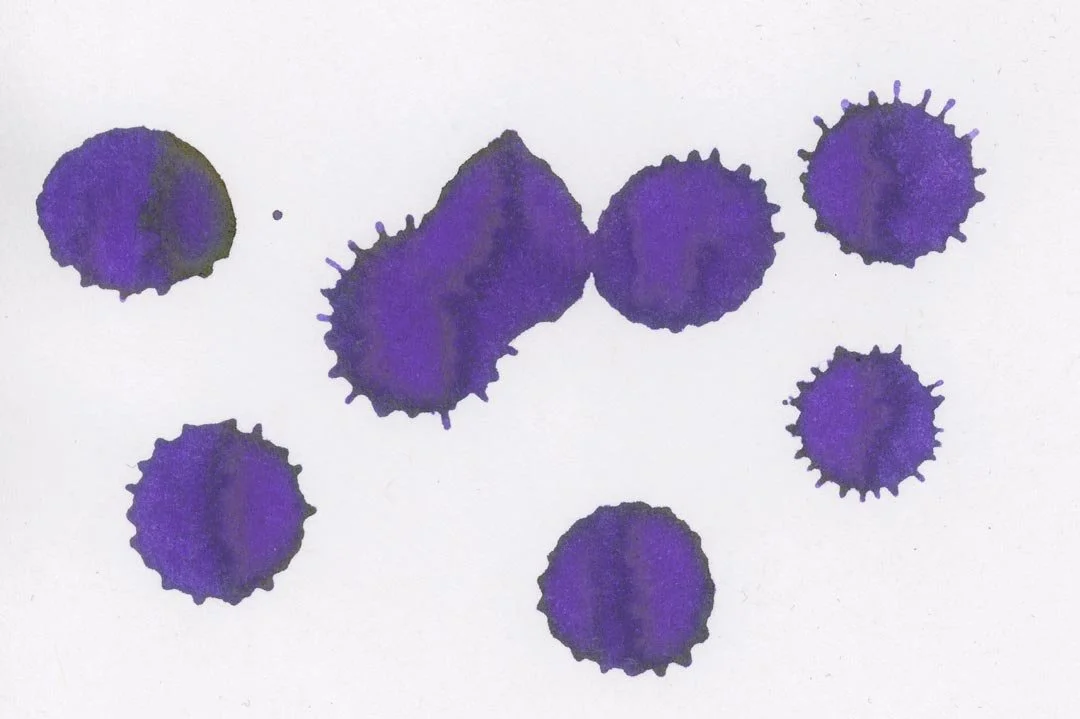 Diamine Violet ink droplets