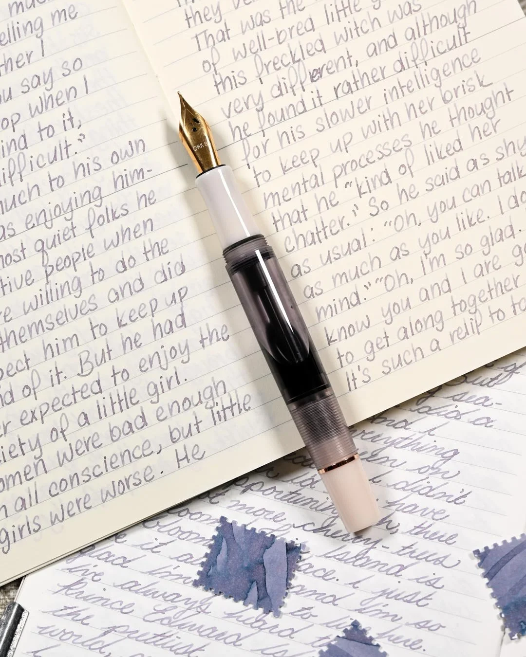 Diamine Lady Grey writing sample with Opus 88 Mocha Mousse 2