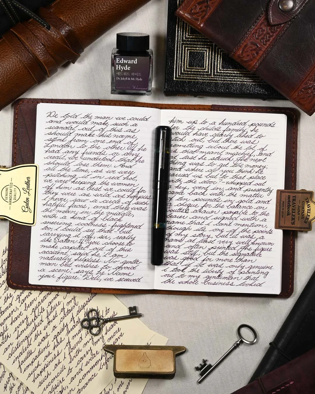 Wearingeul Edward Hyde writing sample flat lay