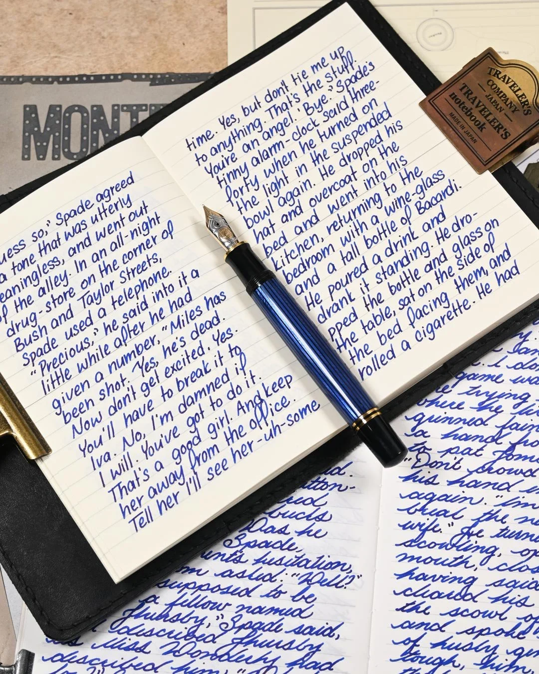 Monteverde Ocean Noir writing sample with Pelikan M800 2