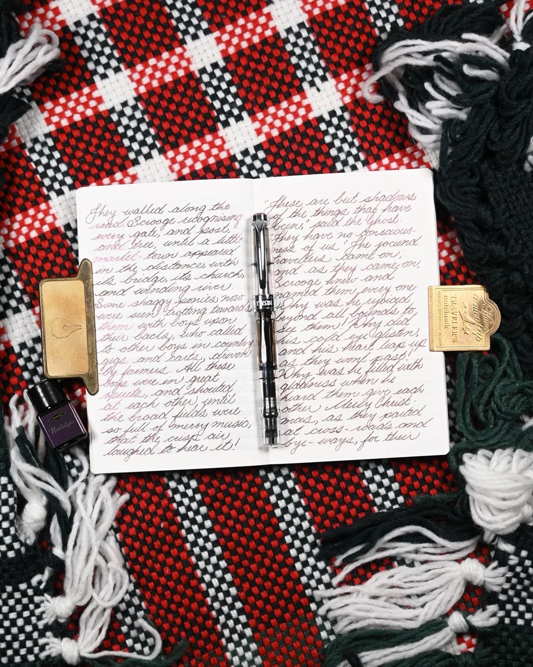 Diamine Nostalgia writing sample flat lay