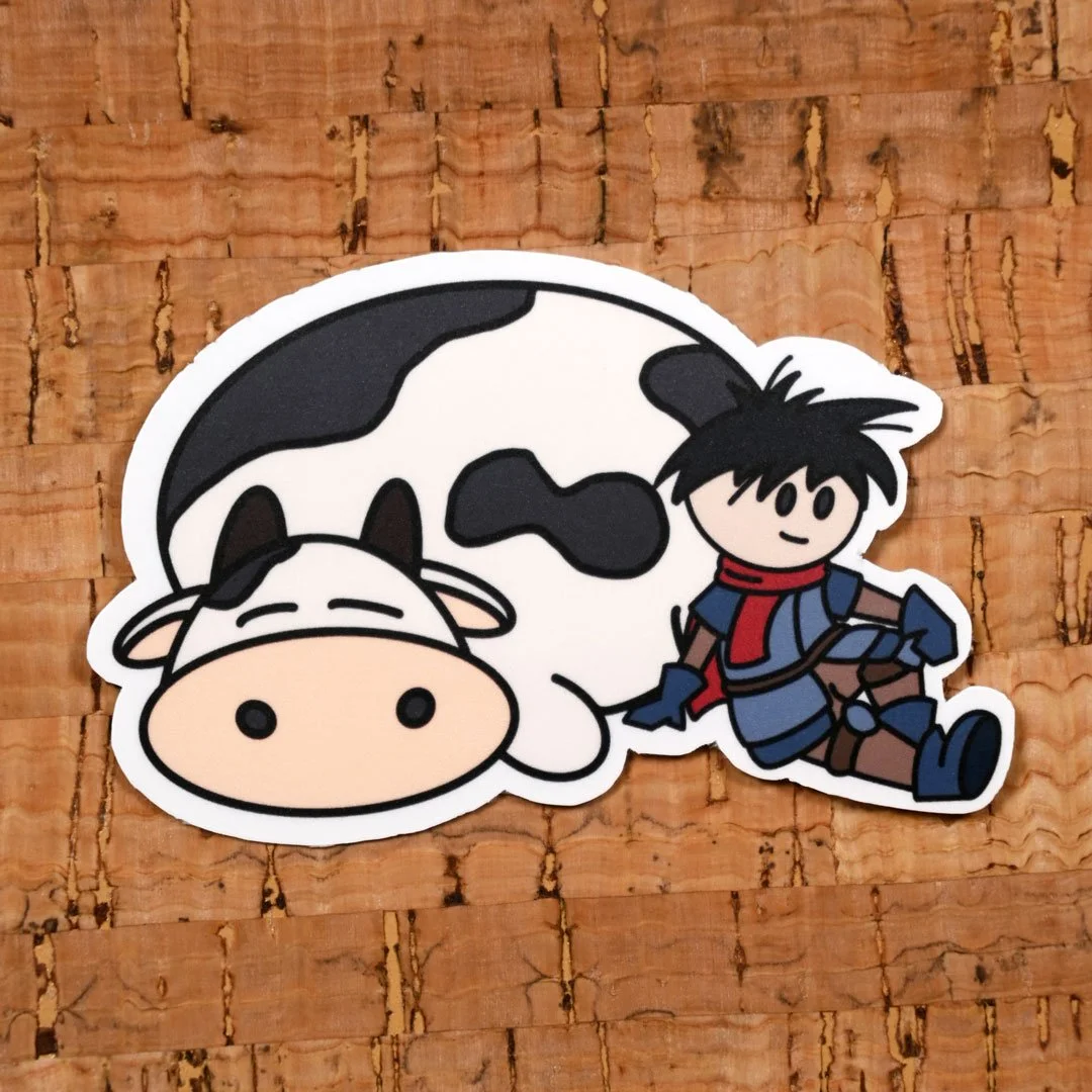Nib Knight and Cow 2.5" Sticker