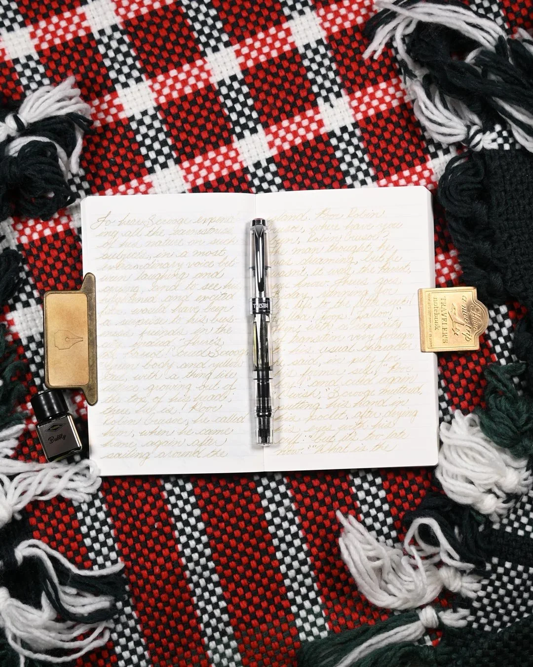Diamine Bubbly writing sample flat lay