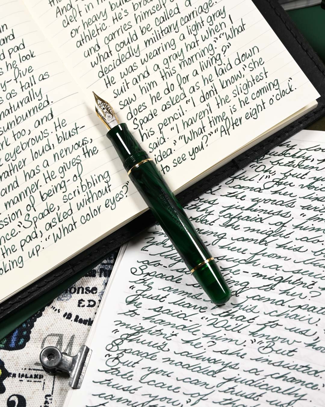 Monteverde Jade Noir writing sample with Maoira Ogiva Bertram's Inkwell 40th Anniversary 2