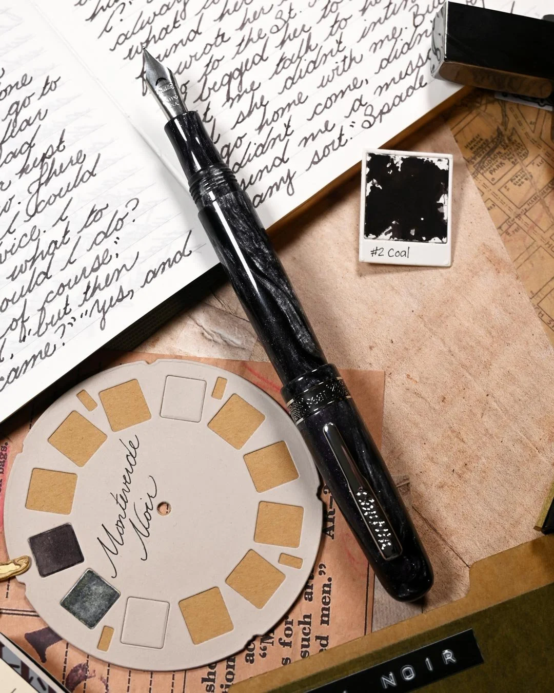 Monteverde Coal Noir writing sample with Conklin 1898 Doodle 4