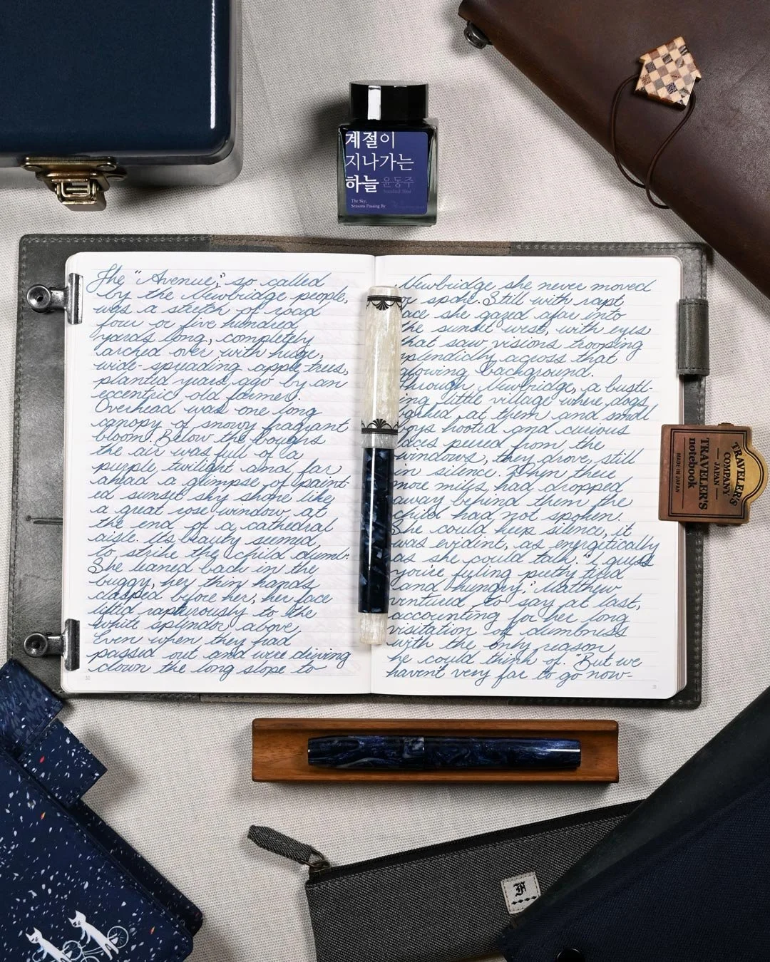 Wearingeul The Sky, Seasons Passing By writing sample flat lay