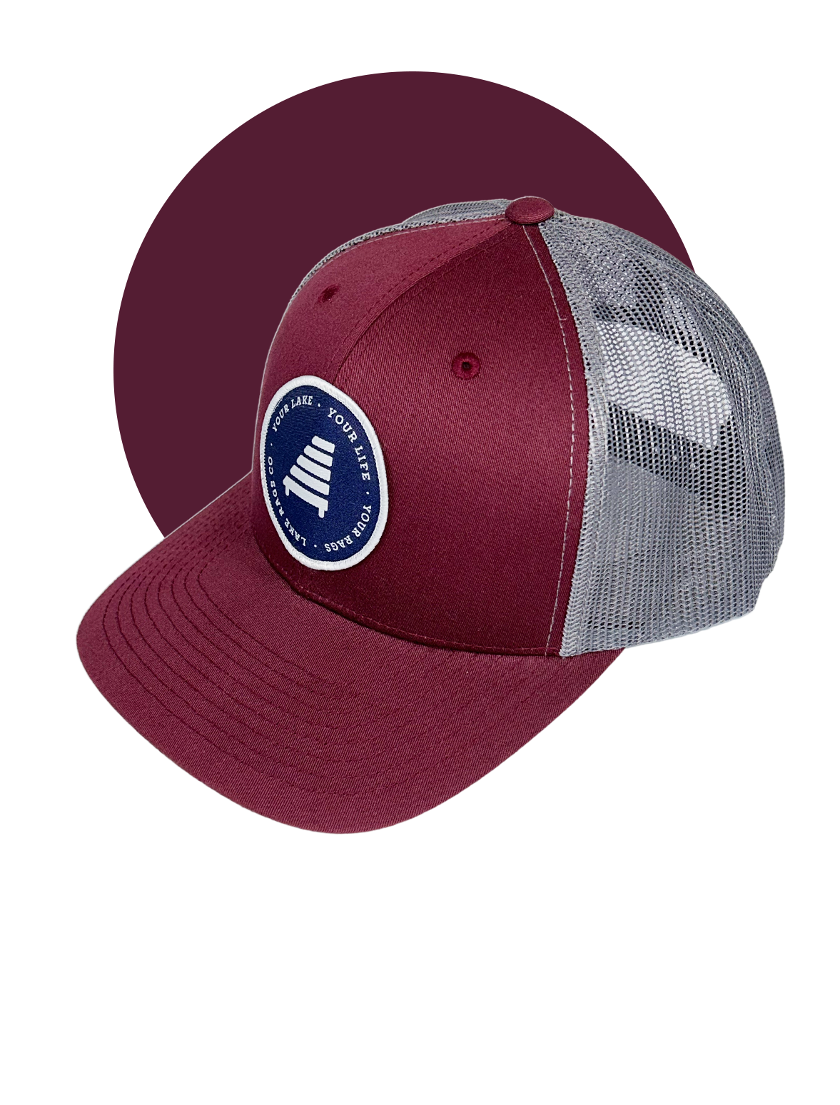 Maroon Trucker Hat Circle.png