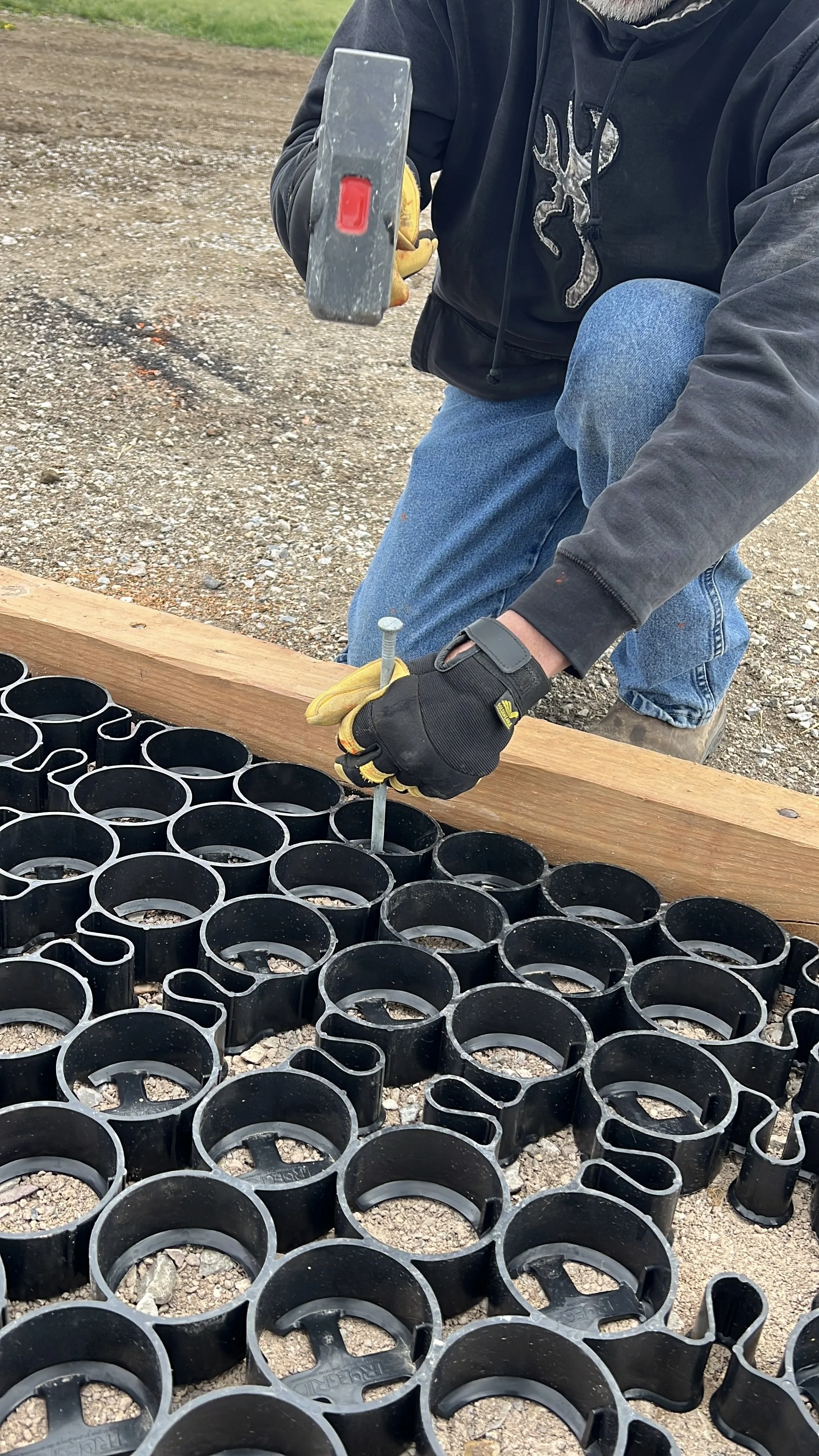 For added security, 3/8" spikes are spaced out driven through TrueGrid's X-anchors