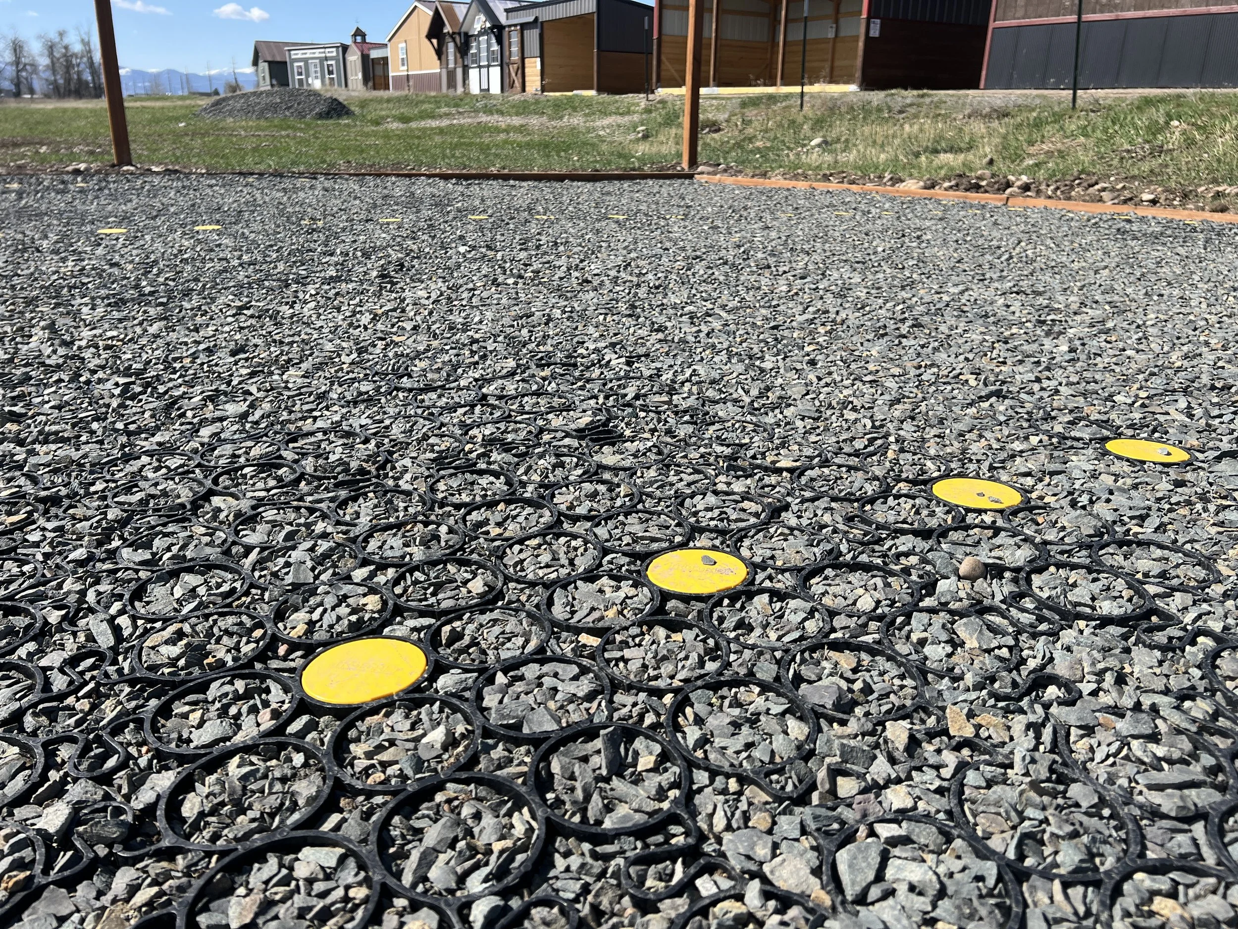 Parking "striping" is clearly visible